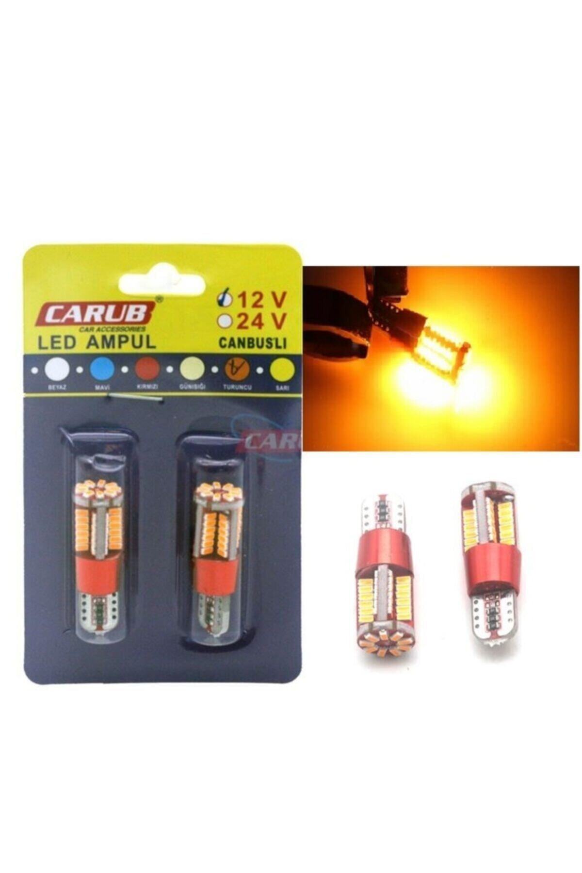 Carub T10 Dipsiz Turuncu Led Ampül 12v 57 Led Smd Canbus Aynı Gün Kargo