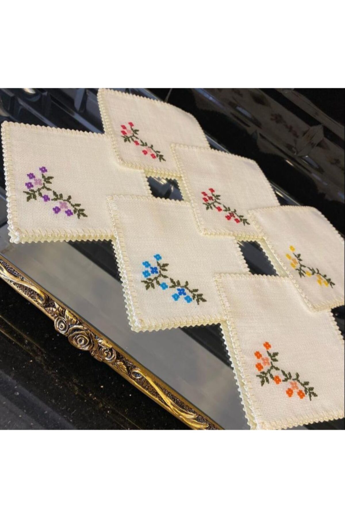 Rengarenk Design Işlemeli Sunum Peçeteleri 6'lı