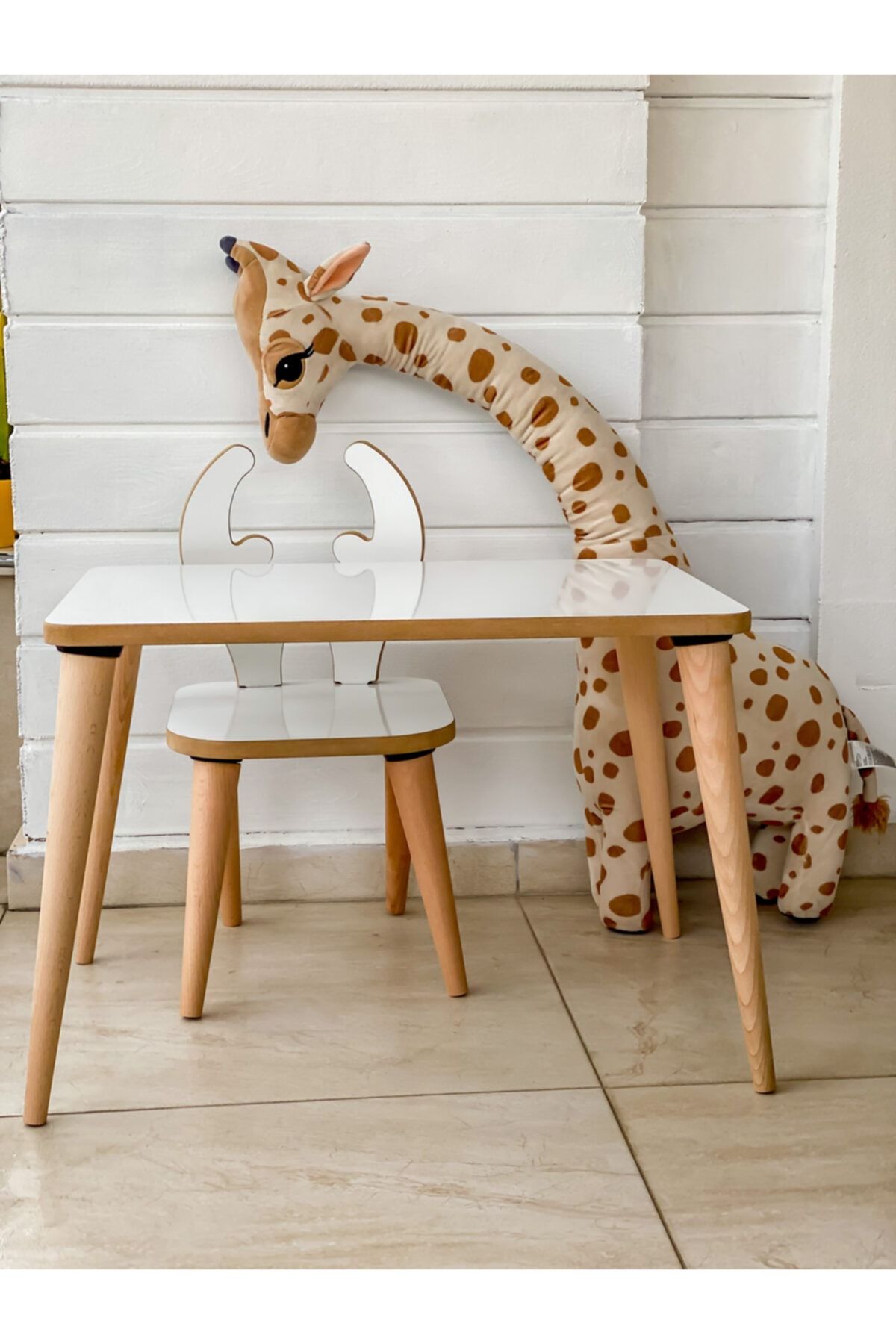 WoodBabyStore Montessori Geyik Aktivite Masa Sandalye 1+1