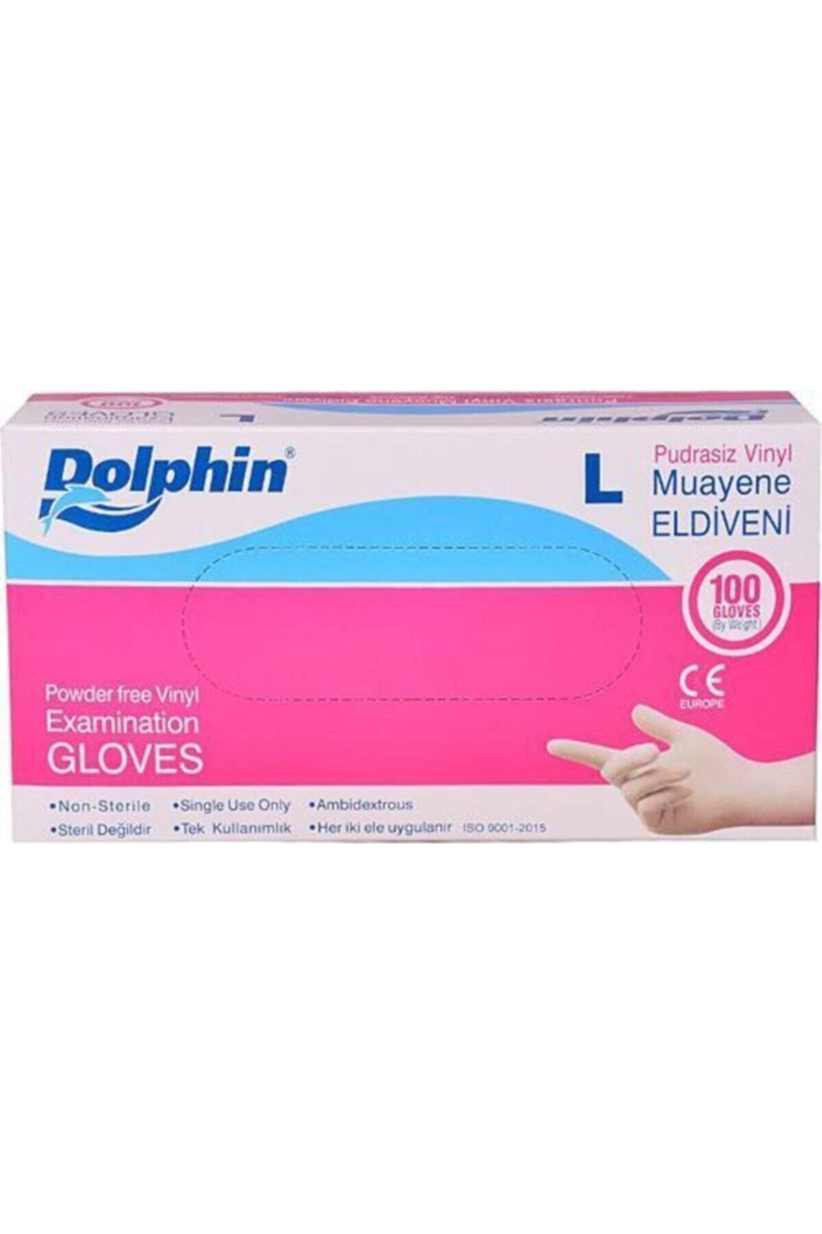 Dolphin 100 Lü Vinil Muayene Eldiveni Pudrasız(l)