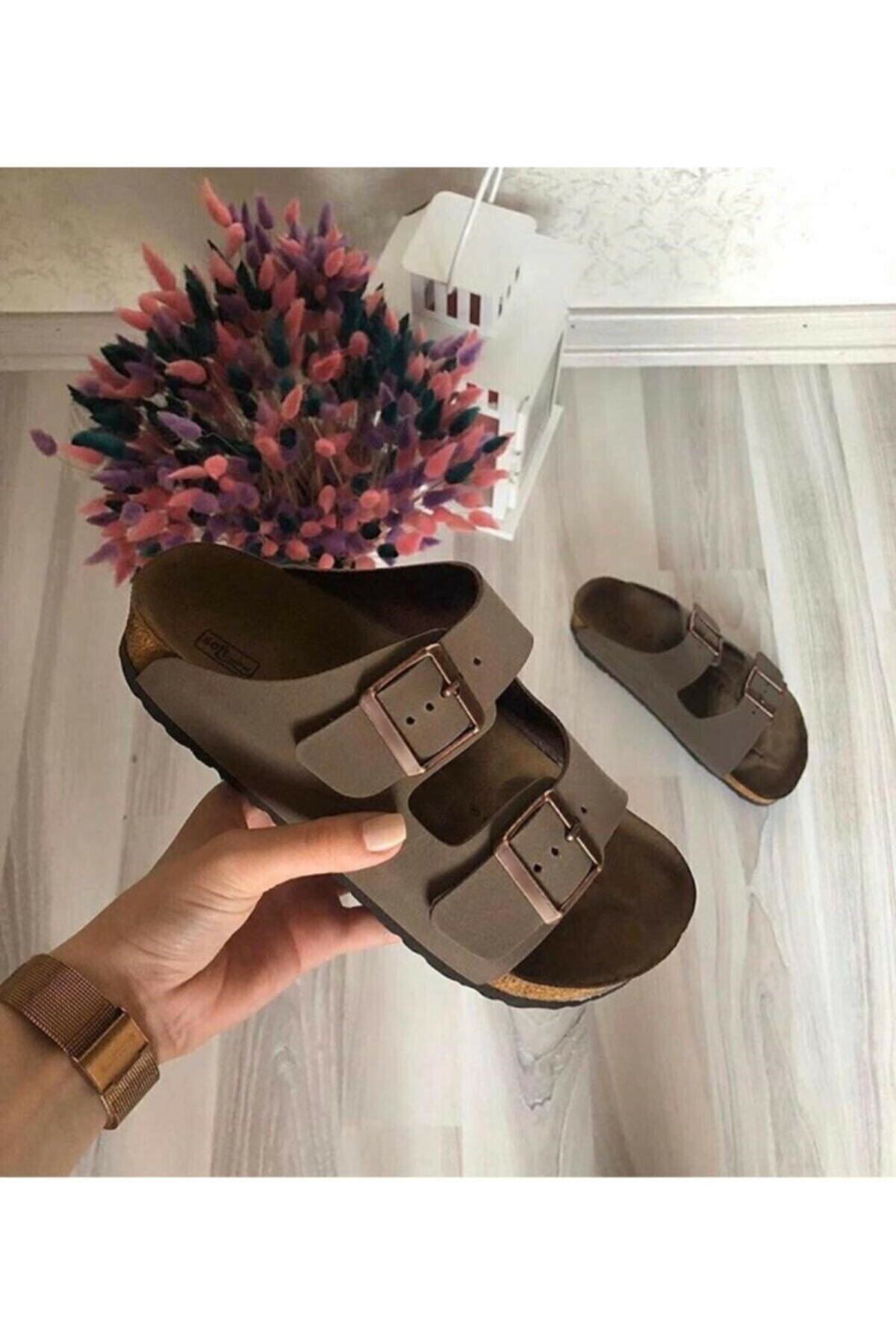 Sivarro Kahve Çift Toka Terlik