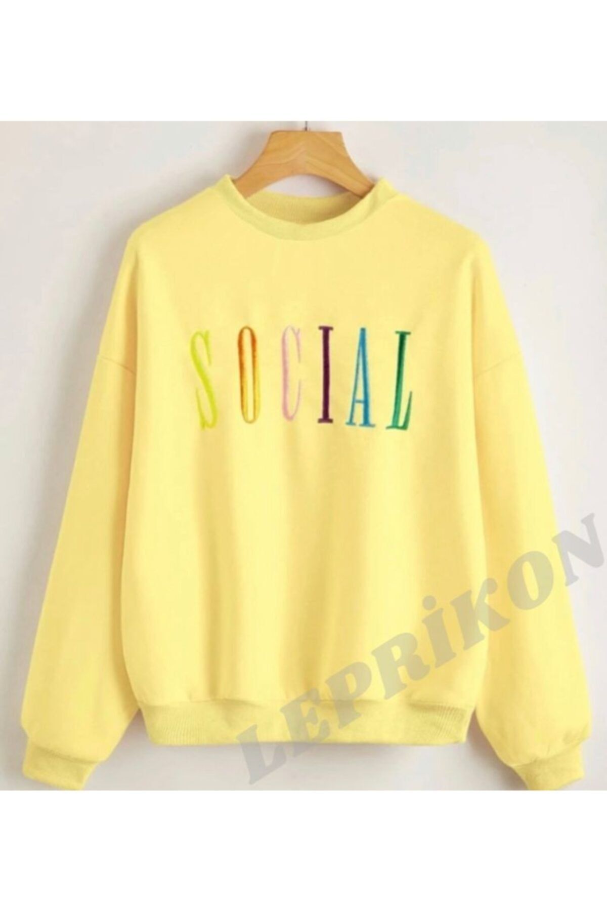 Leprikon Kadın Sarı Nakış Detaylı Sweatshirt