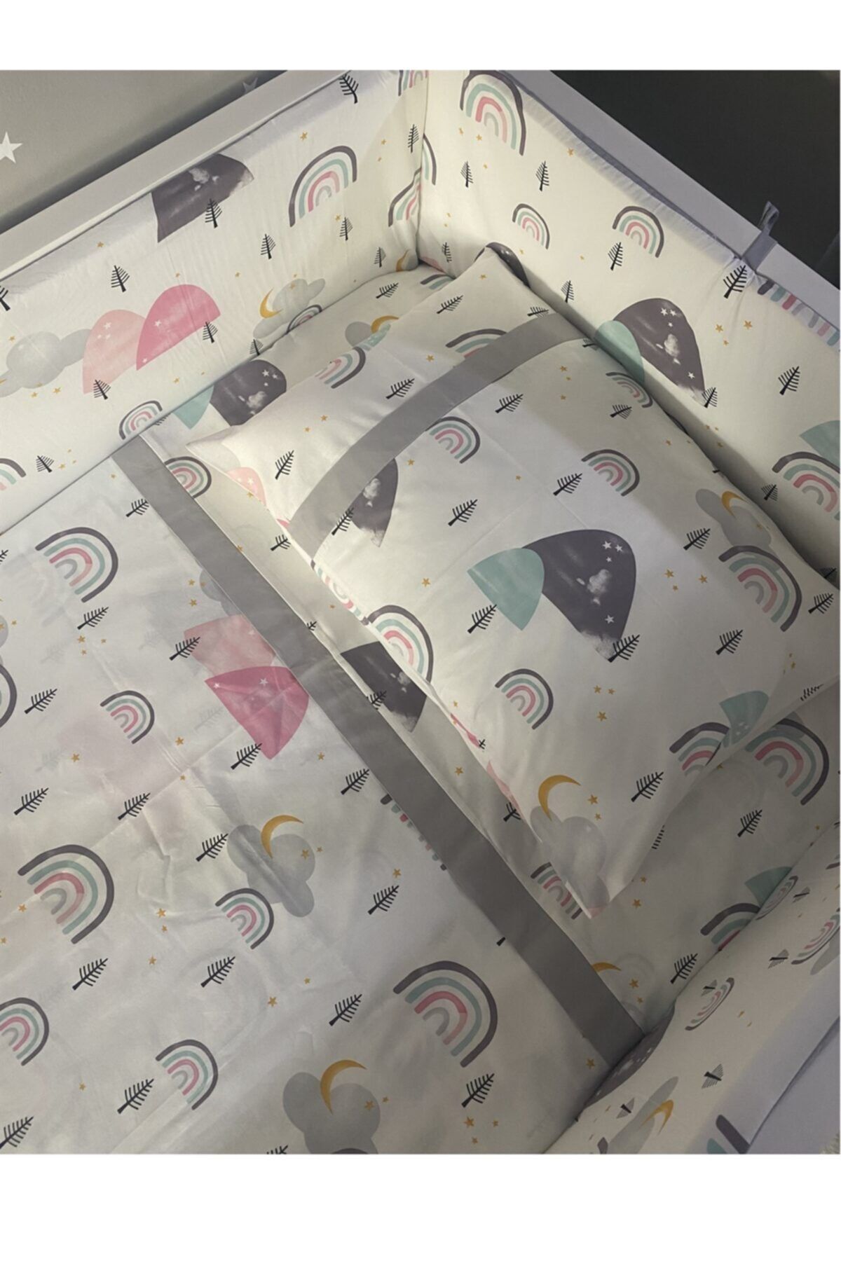 Jaju Baby Rainbow Tasarım 60x120 Bebek Nevresim Takımı Ve Kenar Koruma