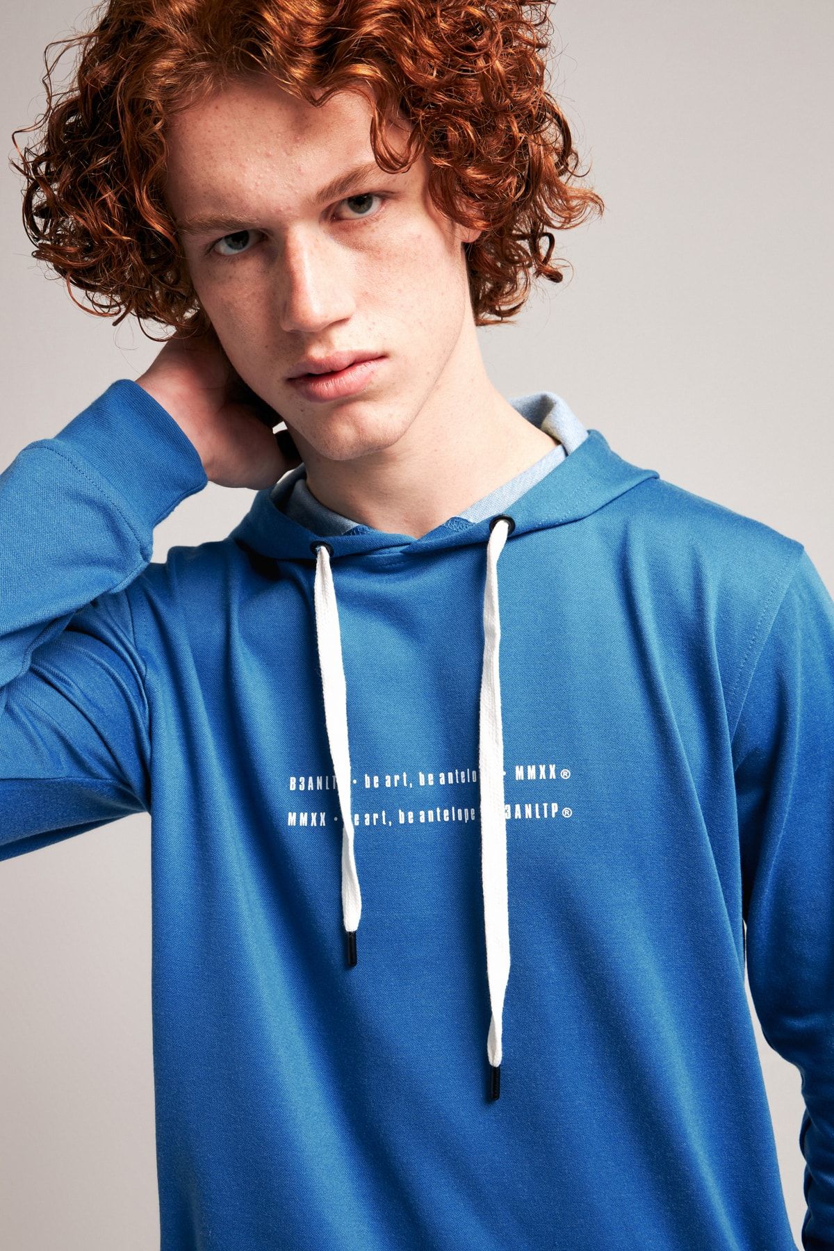 B3ANTLP Virgil Unisex Mavi Kapüşonlu Sweatshirt