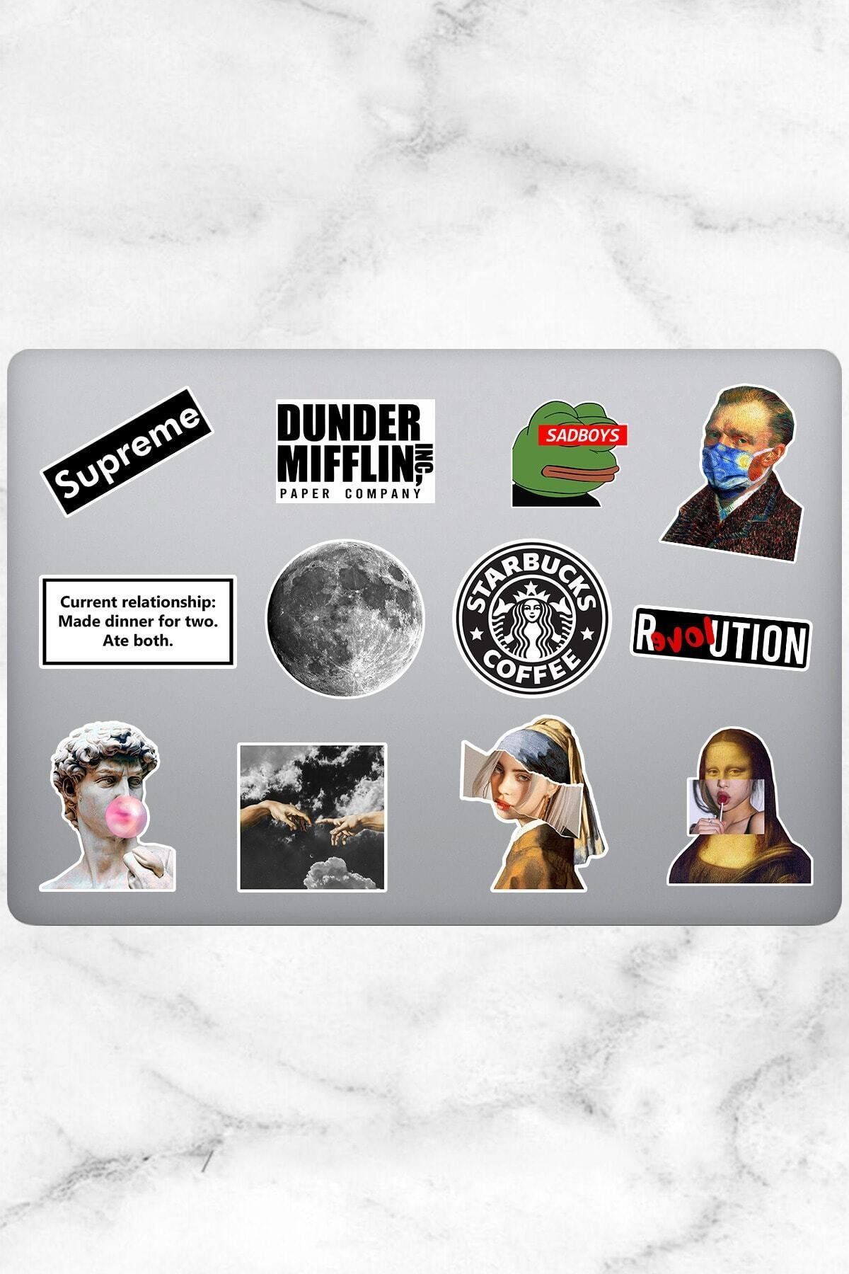 ENGINPRINT Aesthetic Temalı Laptop Sticker (12 Adet)