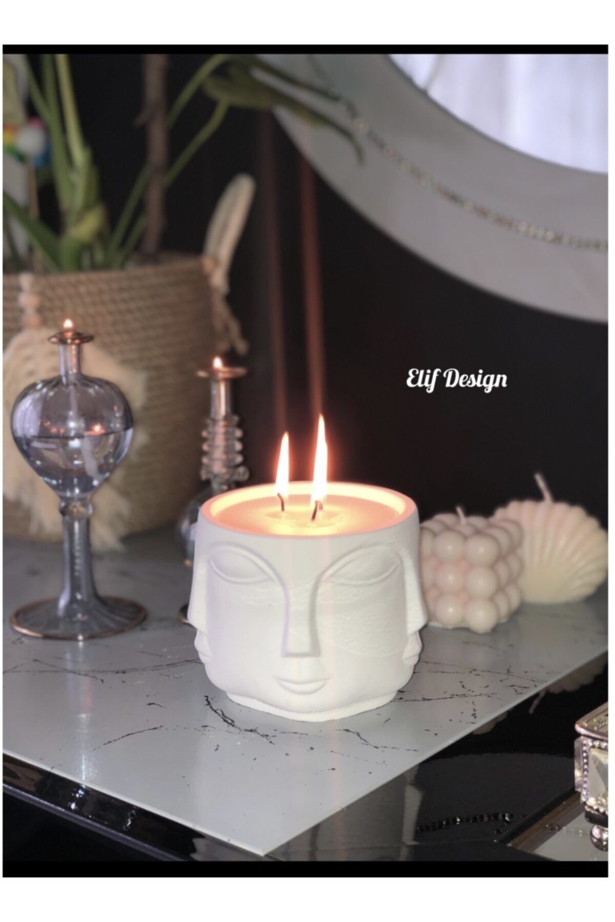 Elif Design Havelka Adler Çok Yüzlü Mum 3 Fitilli Kokulu Yükseklik 8 Cm Genişlik 11 Cm