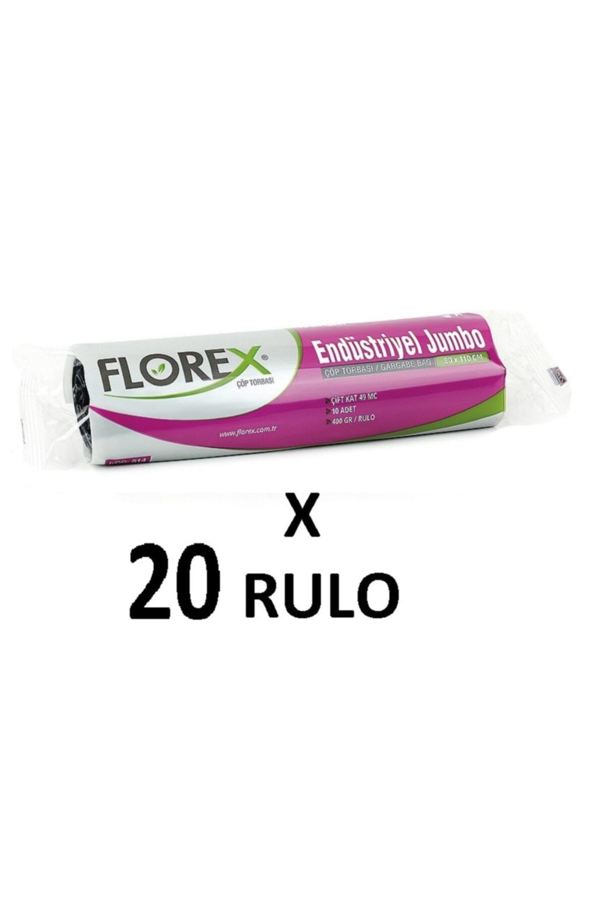 coverest Florex Standart Endüstriyel Jumbo ( 80x110 Cm ) Siyah Çöp Poşeti 20 Rulo 10*20=200 Adet