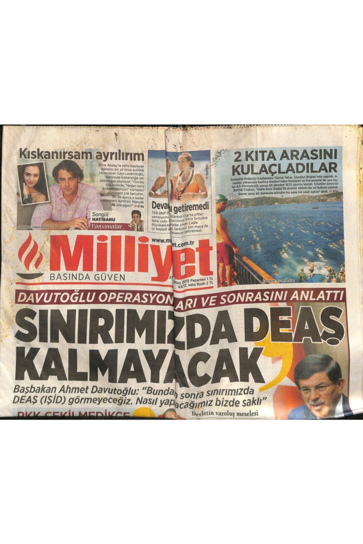 Gökçe Koleksiyon Milliyet Gazetesi 27 Temmuz 2015-çadırkentlerde Militan Eğitiliyor-mültecilerden Balonlu Taşımacılık