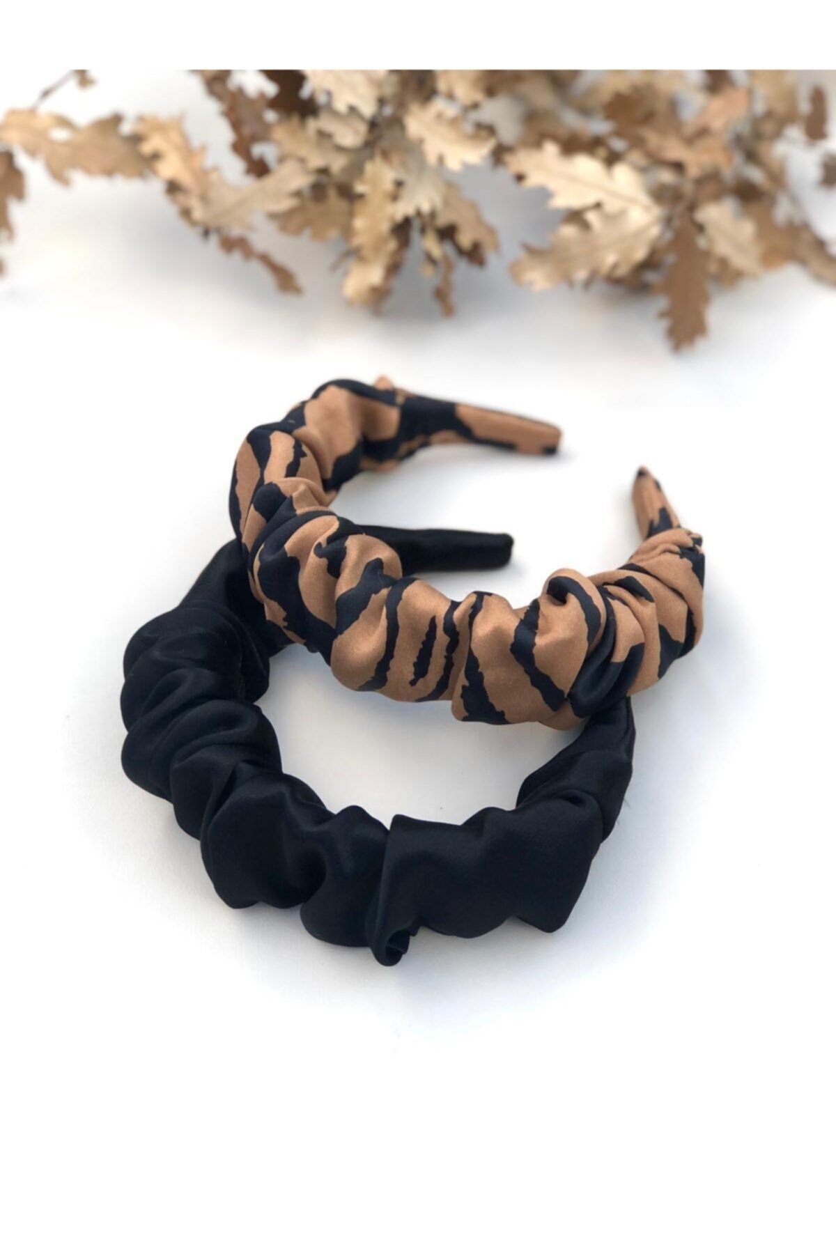 KİKİYS Kahve Zebra Desenli 2'li Taç Seti