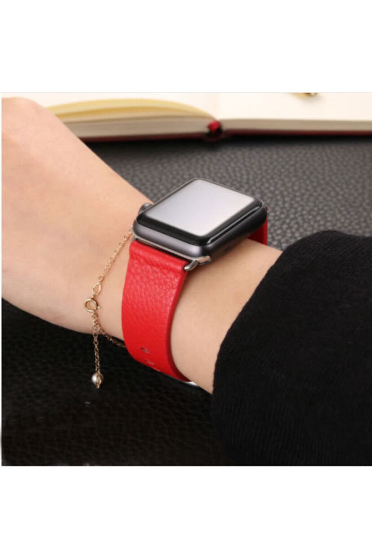 Ally Mobile Ally Iwatch Için 4-5 44mm 1-2-3 42mm Klasik Deri Kayış Kordon