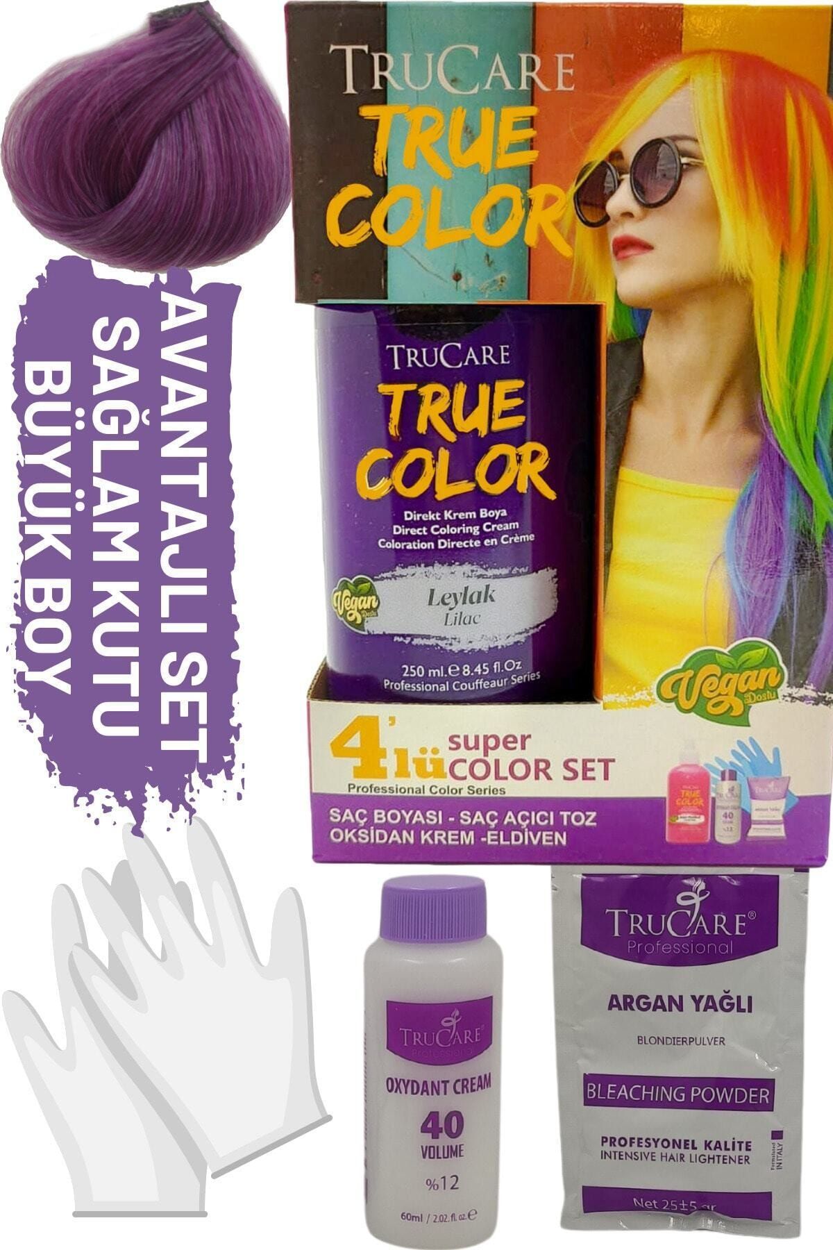 Trucare Truecolor Leylak Saç Boyası Seti Saç Açıcı ve Eldivenli
