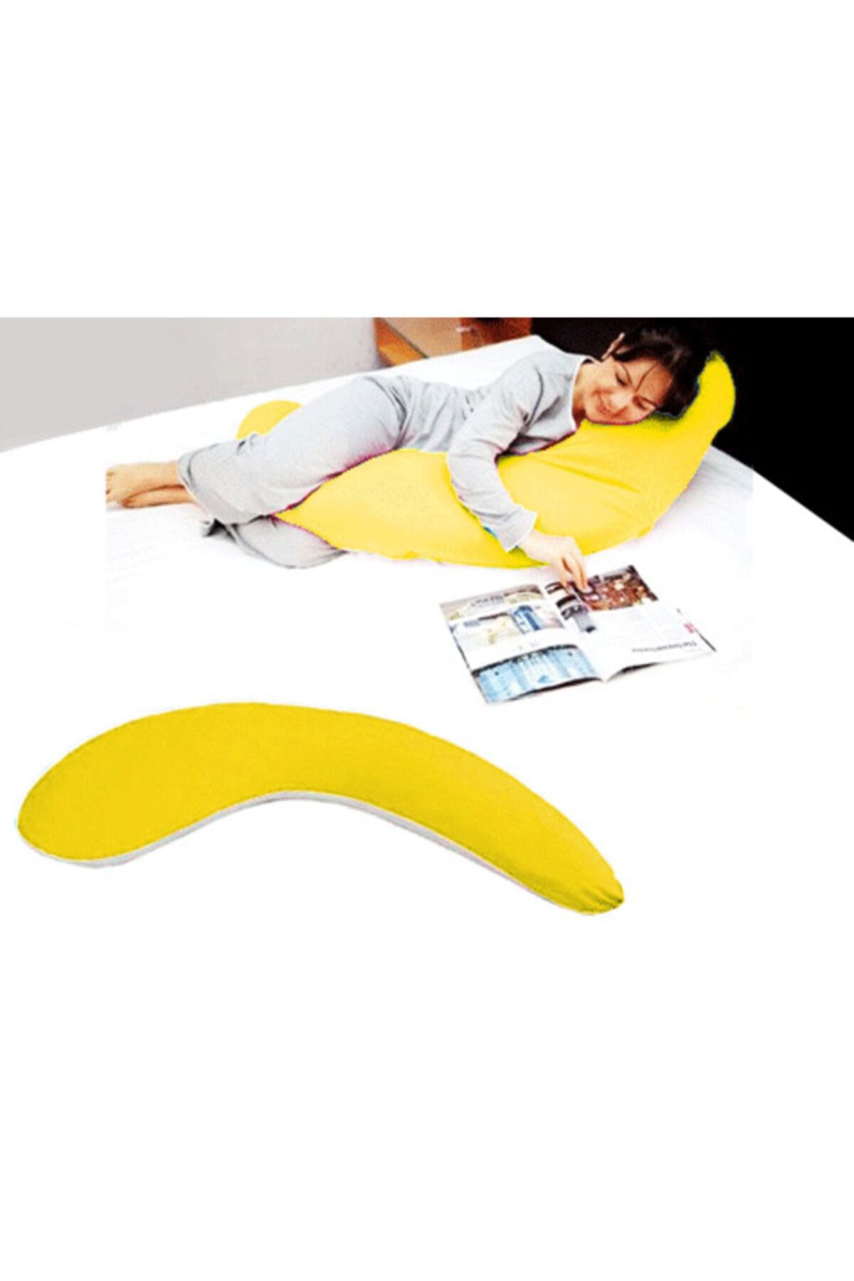 OZCMAX Yarım Boy Hamile Ve Uyku Yastığı ( Sarı )-