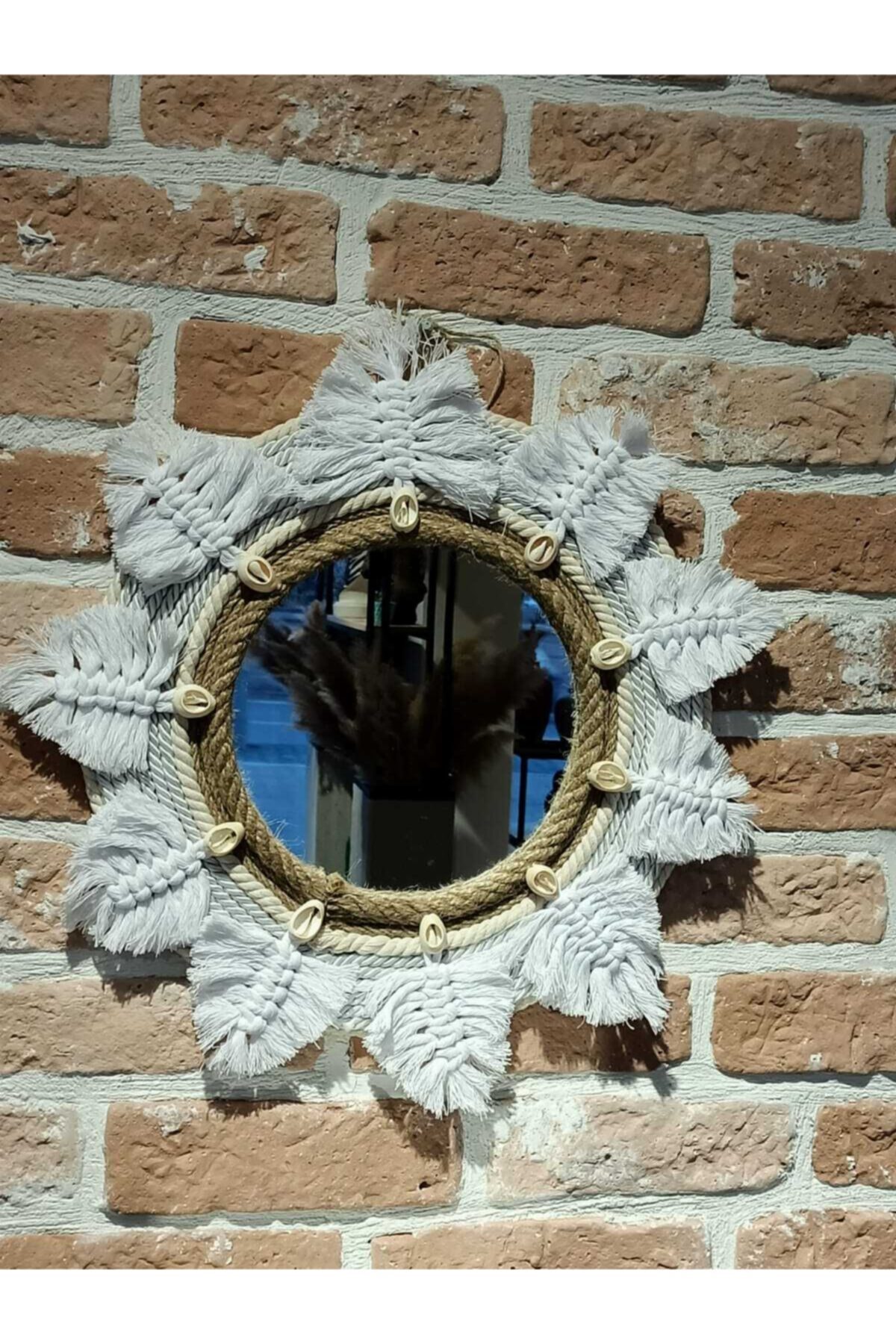 Kayseri Sanatsal Macrome Hasır Yaprak Ayna