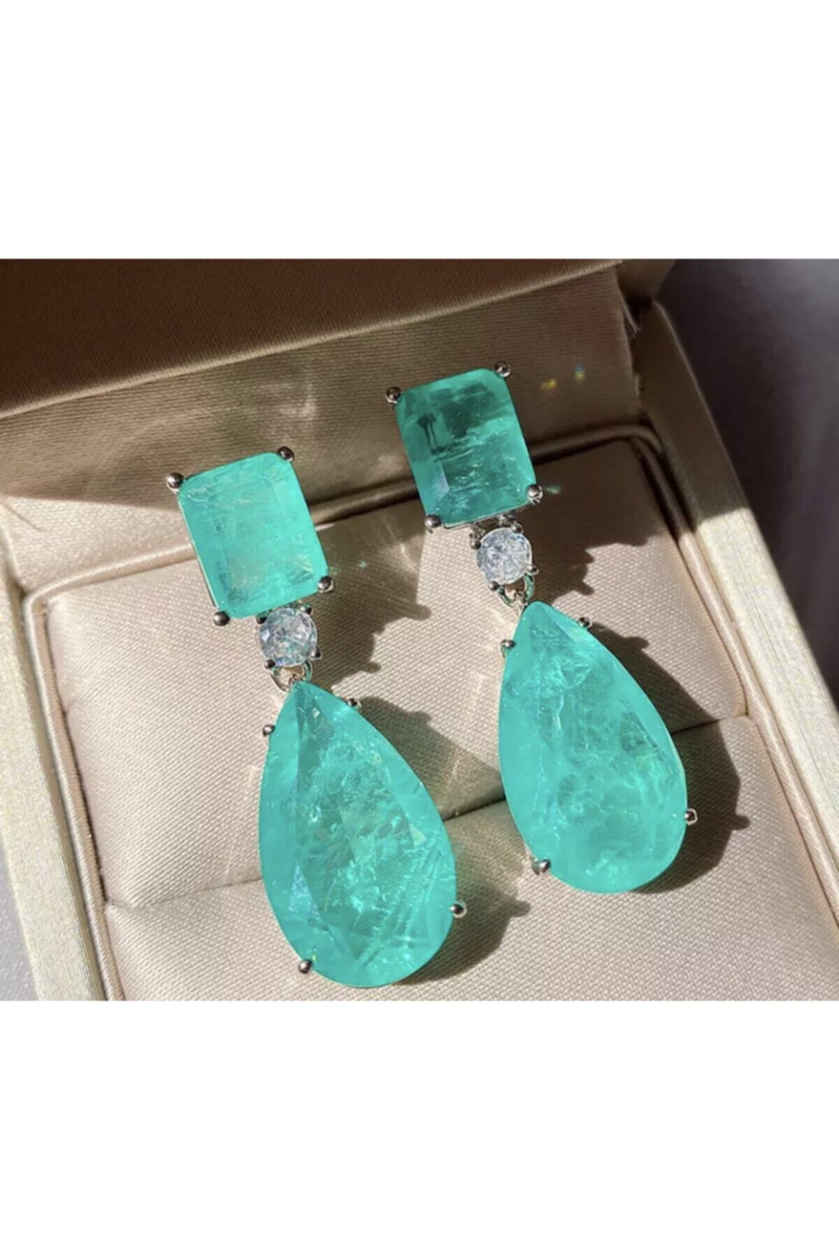 Atelier ezra Gümüş Paraiba Turmalin Küpe