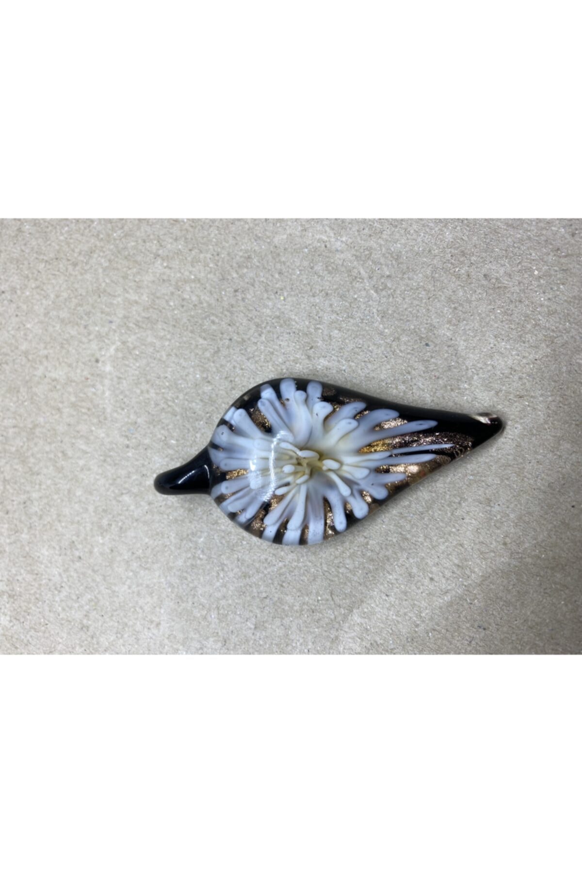 damlashopping Çiçek Desenli Cam Kolye Beyaz