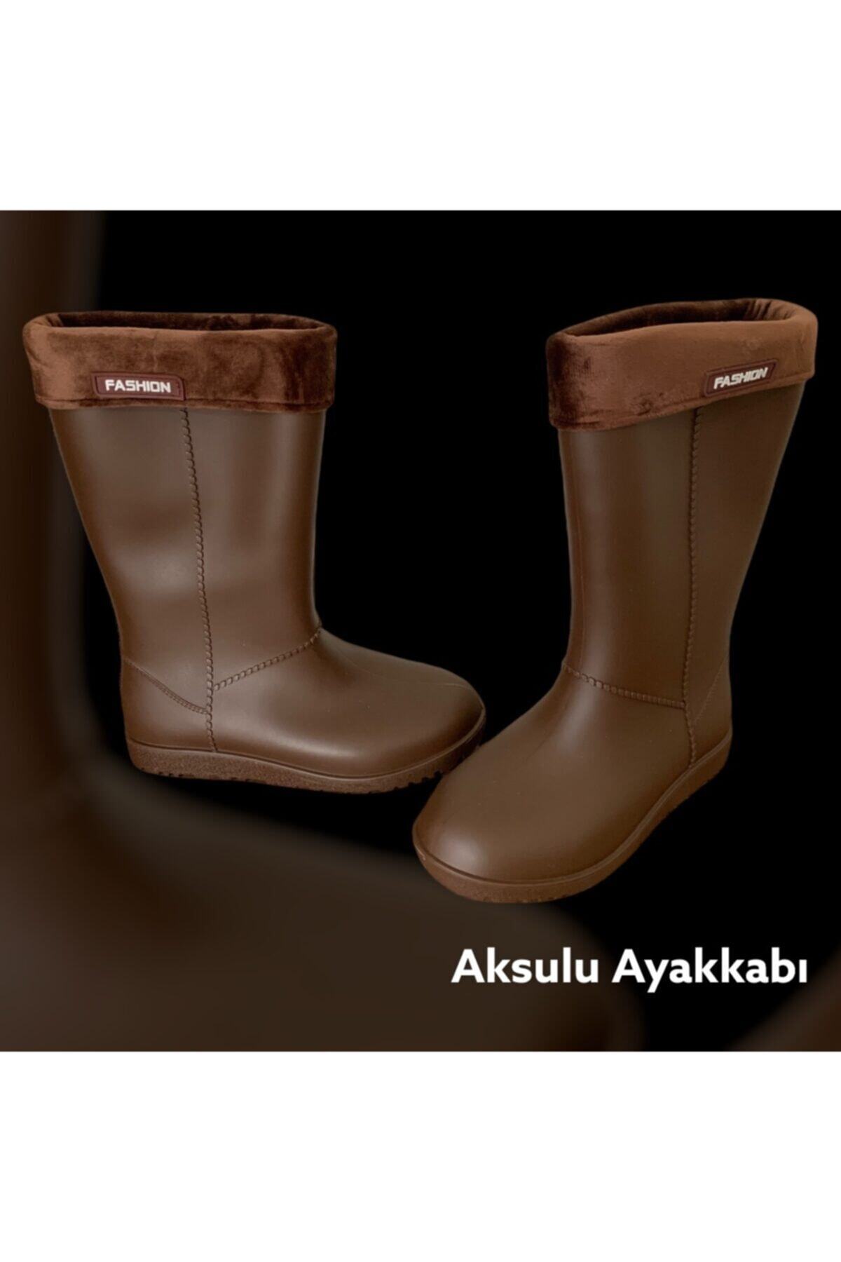 GEZER Kadın Kürklü Uzun Yumuşak Yağmur Çizmesi