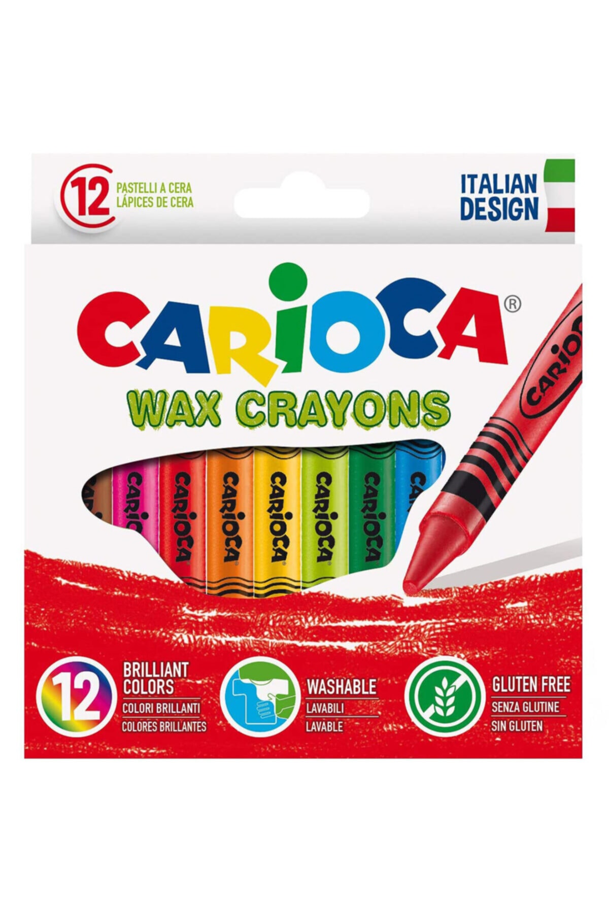 CARIOCA 2022 Yılbaşı Fırsatları - Carioca Wax Yıkanabilir Pastel Boya Kalemi 12’li 42365 - ™ Beyaz At®