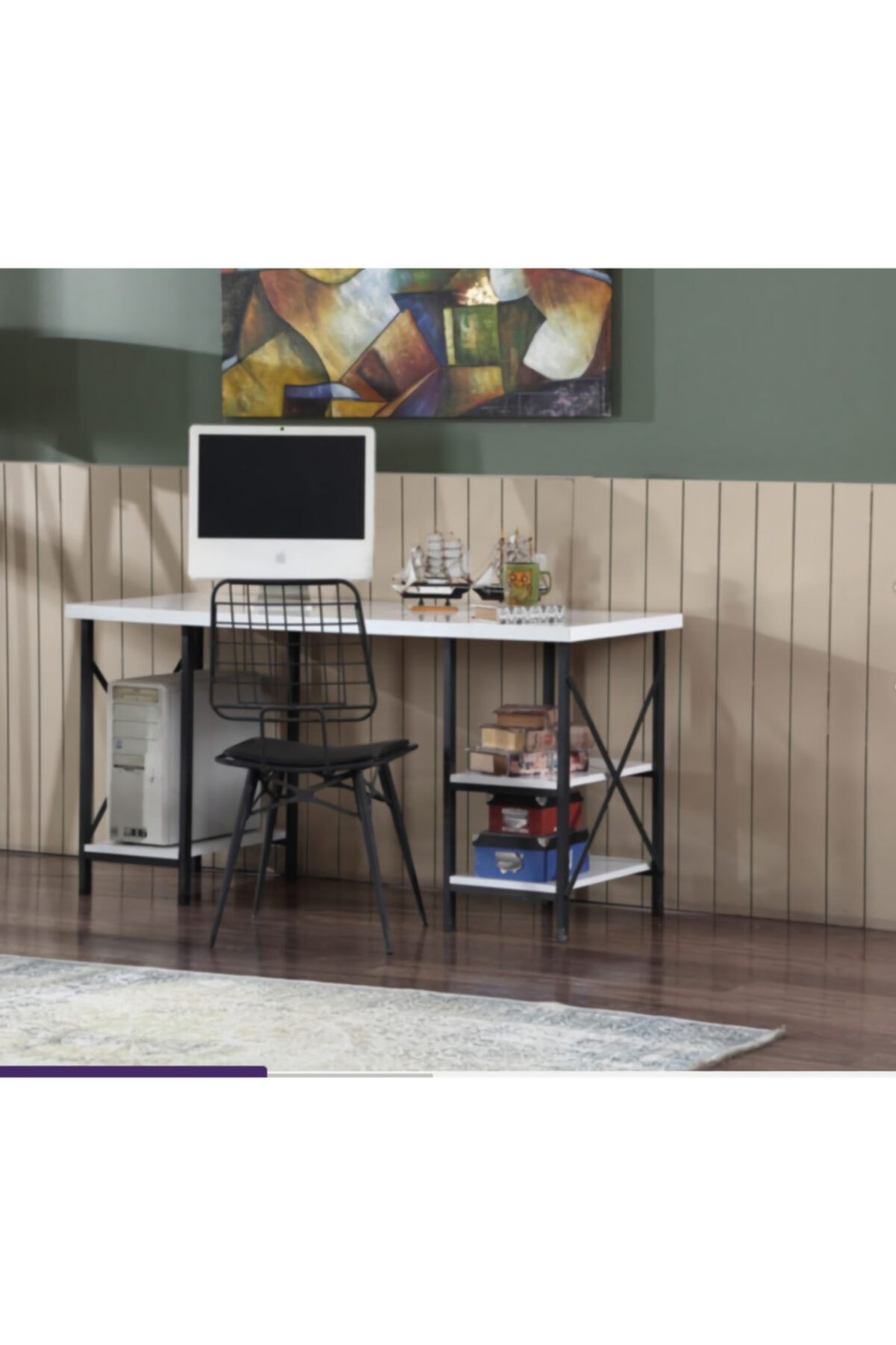 Karaçelik metal Salıncak Dünyası 3 Raflı Metal Çalışma Masası 60x150 Cm