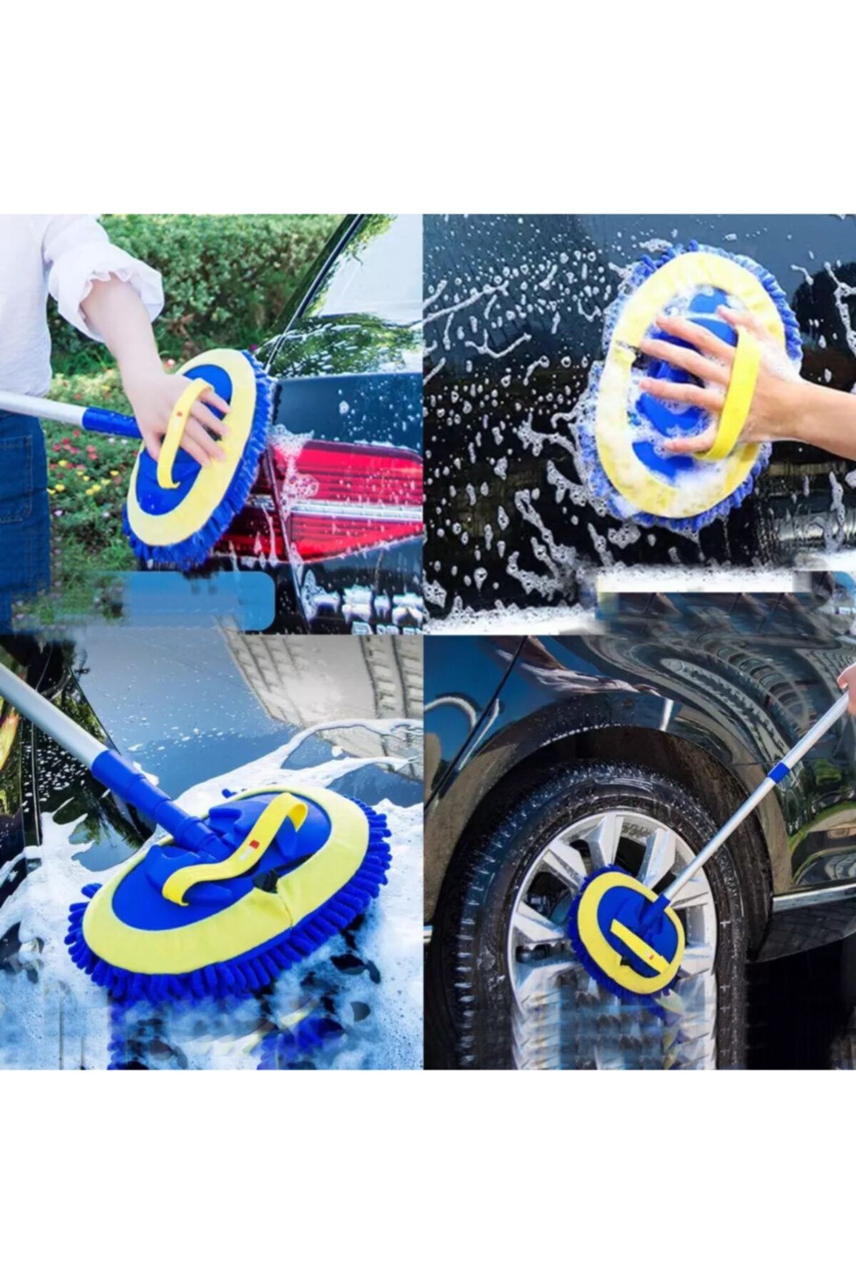 felix express 3'lü Set Oto Bakım Araba Kurulama Bezi Mikrofiber Mop Ve Çekçek