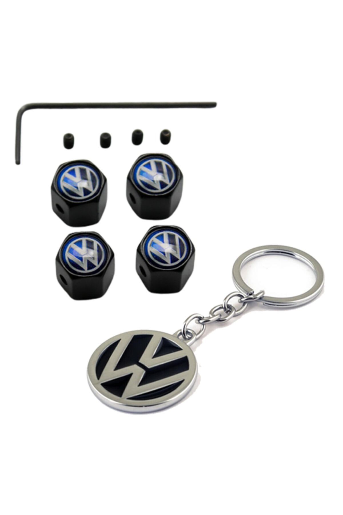 GARDENAUTO Volkswagen Passat B6 2005-2010 Mavi Logolu Alyanlı Çalınmaya Karşı Güvenli Ve Krom Anahtarlık