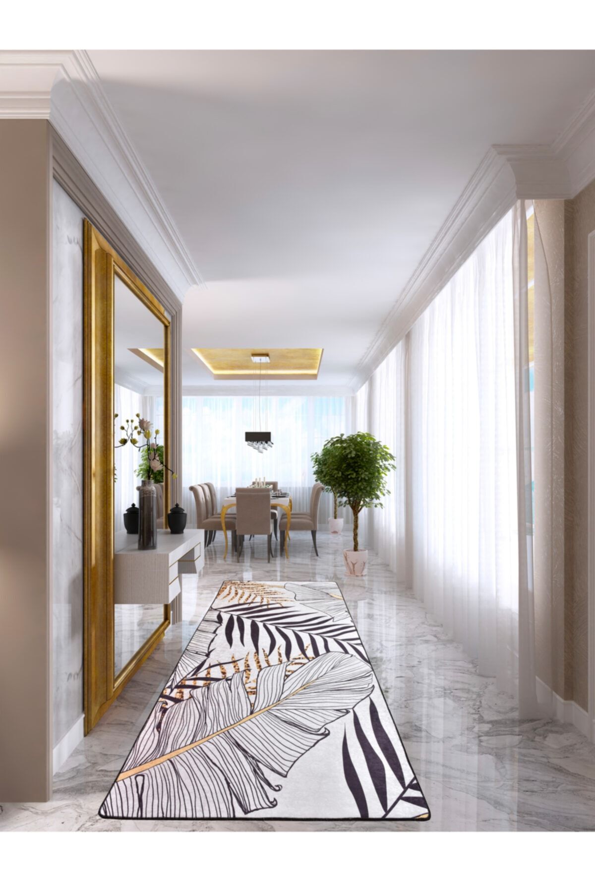 Dolce Tocco Modern Tasarım Dt1282 Leke Tutmayan Modern Yolluk Antre Halısı Kaymaz Taban Yıkanabilir