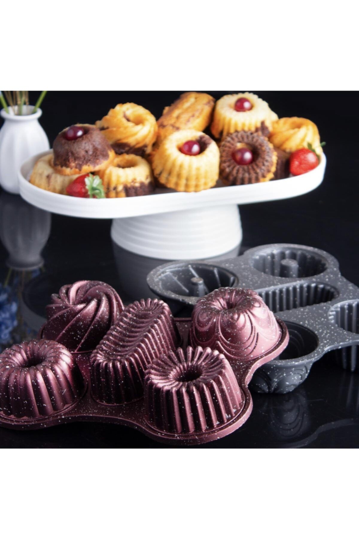 PAPATYAMDEKOR ZÜCCACİYE Lavinia 5li Muffin Döküm Granit Kek Kalıbı