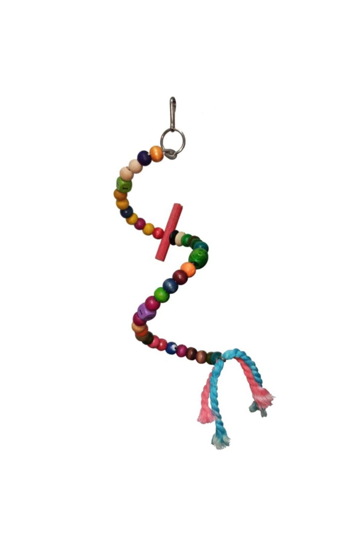 Pet Materyal Boncuklu Helezon Kuş Oyuncağı 27 Cm