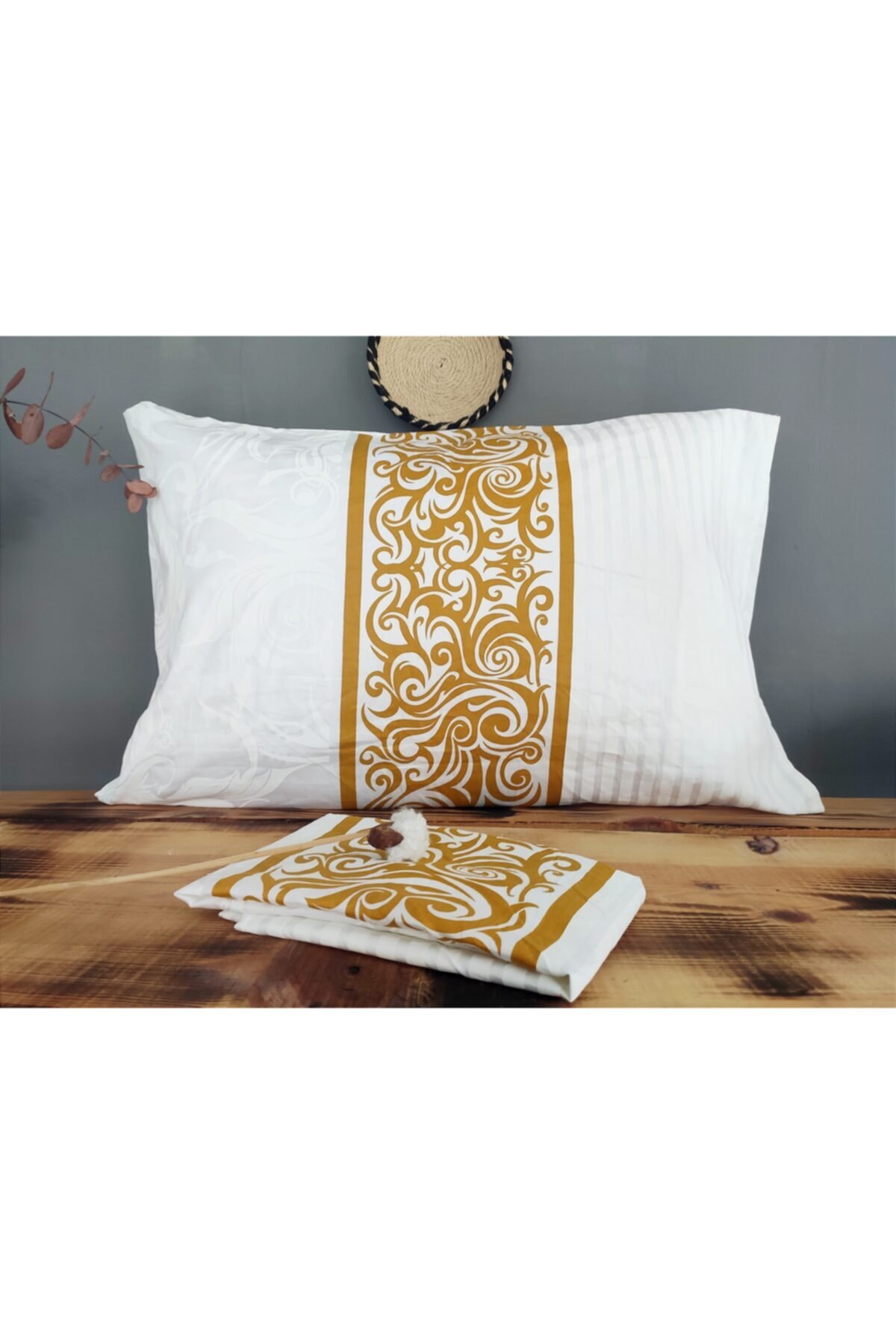 COLLESSİA %100 Pamuk Saten Jakar Dokuma Üstün Kaliteli Deluxe 2'li Yastık Kılıfı Pillow Case