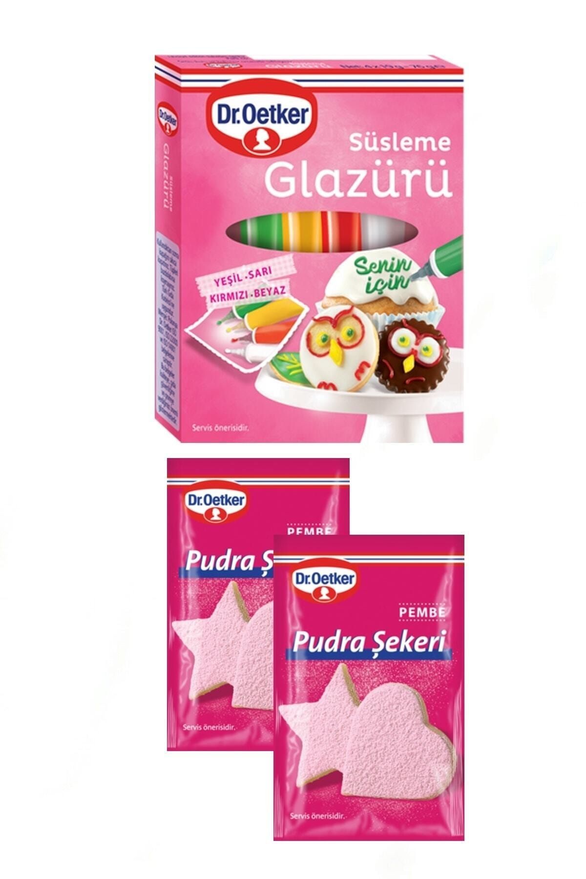 Hastat Dr. Oetker Süsleme Glazürü (4 Tüp X19 G.) + Pembe Pudra Şekeri 2 Paket X 15 G.)