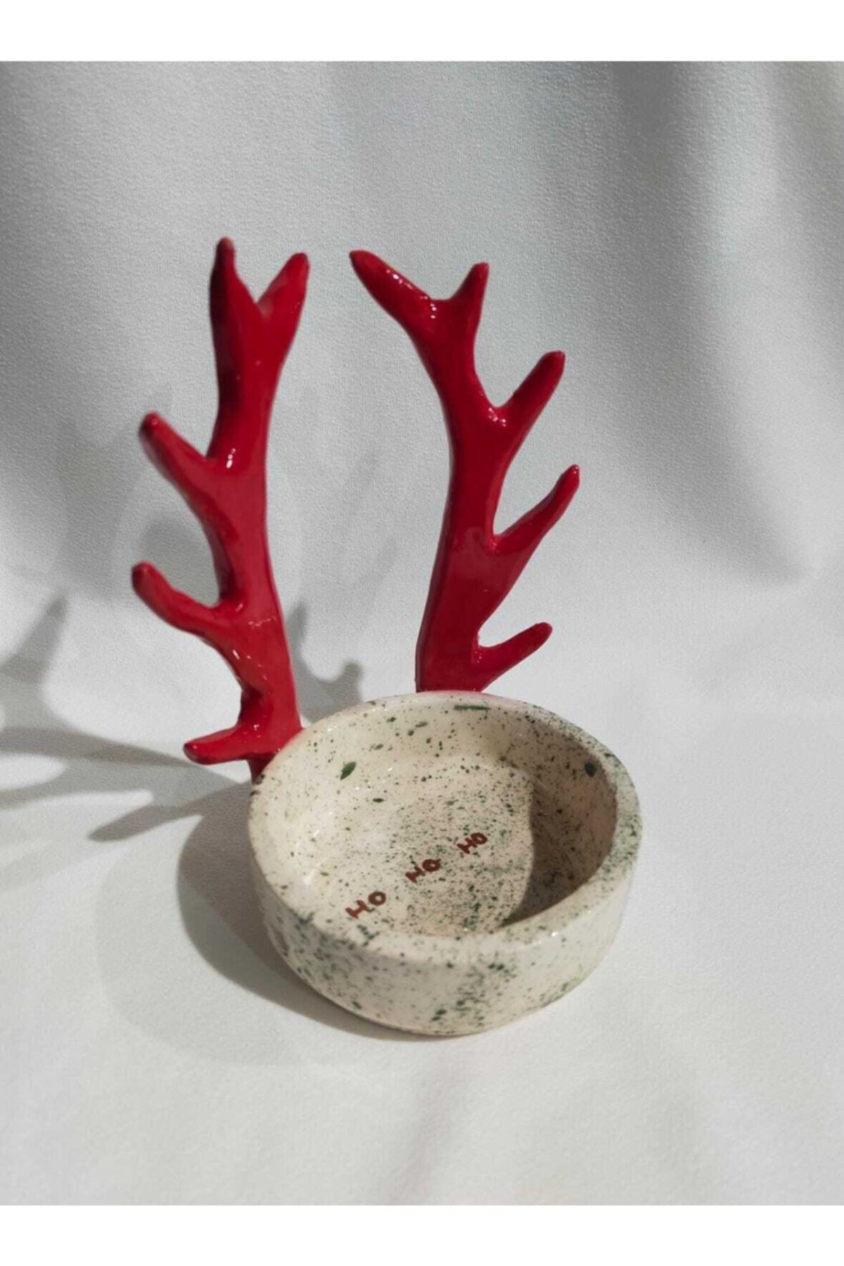 DC Ceramic El Yapımı Geyik Boynuzlu Dekoratif Lokumluk/mumluk