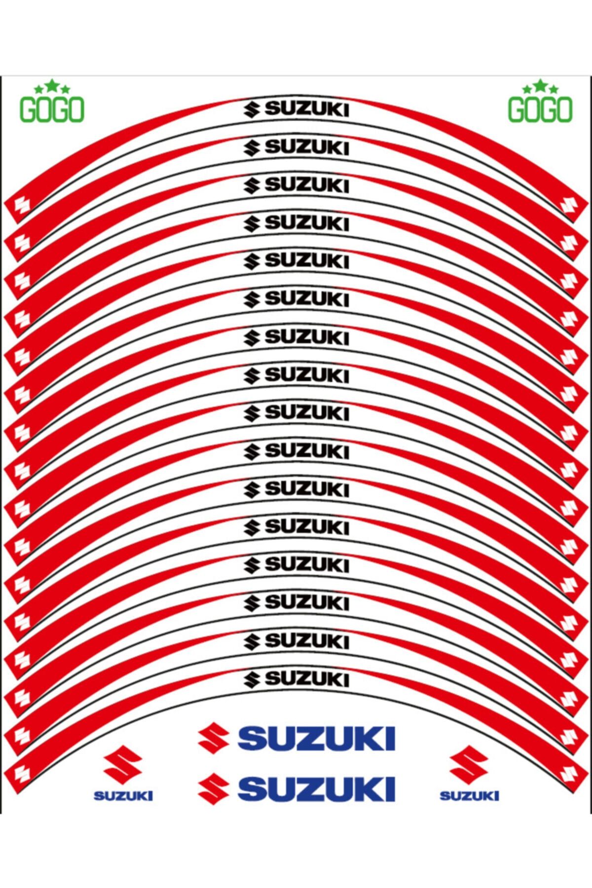 MotoExpressStore Suzuki Kırmızı Beyaz Reflektörlü Jant Şeridi