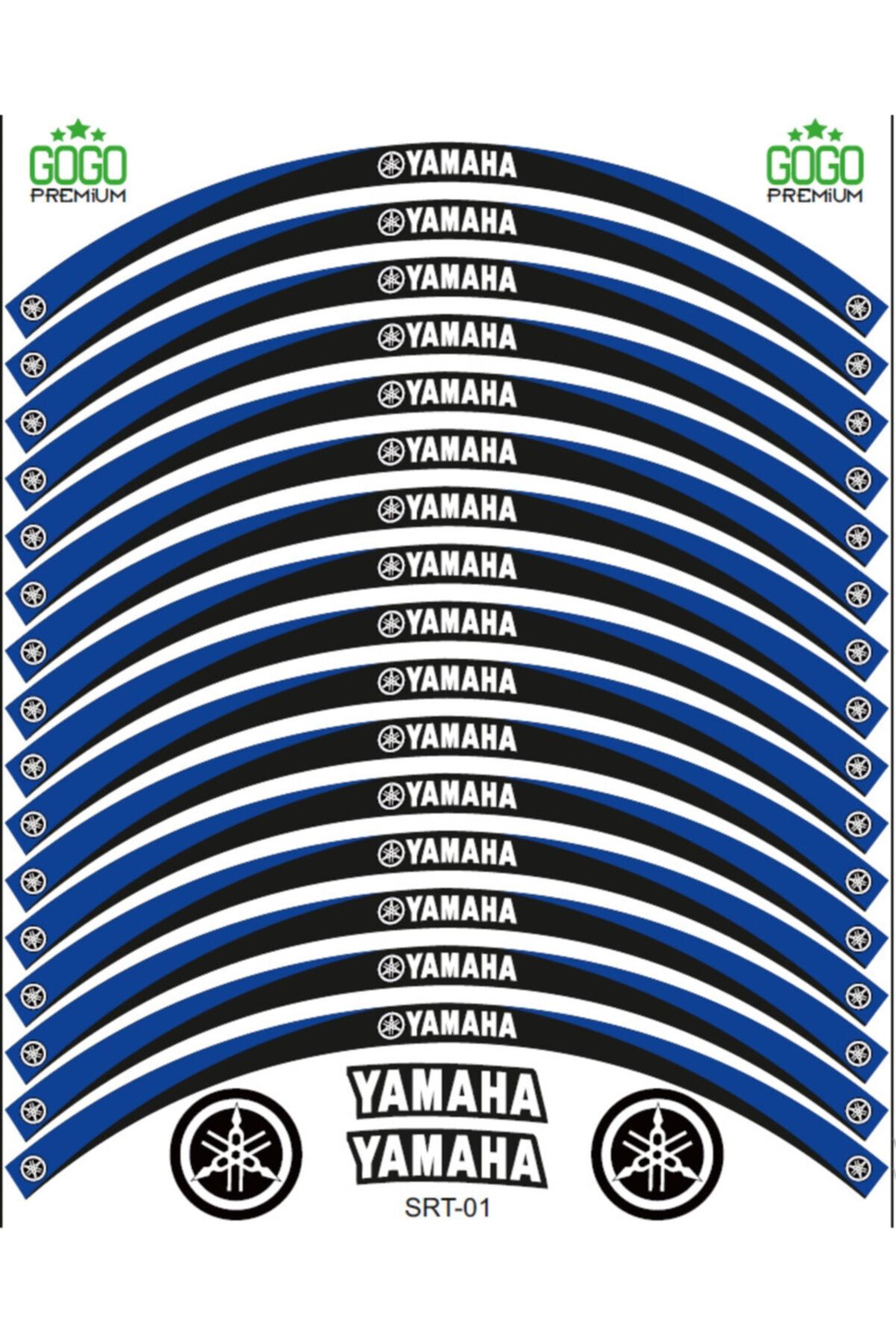MotoExpressStore Yamaha Mavi Siyah Reflektörlü Jant Şeridi