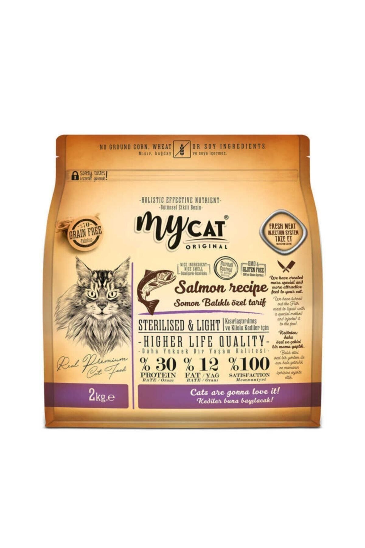 My Cat Mycat %70 Tahılsız Somon Balıklı Özel Tarif (2kg) Sterilised-kısırlaştırılmış Kedi Maması