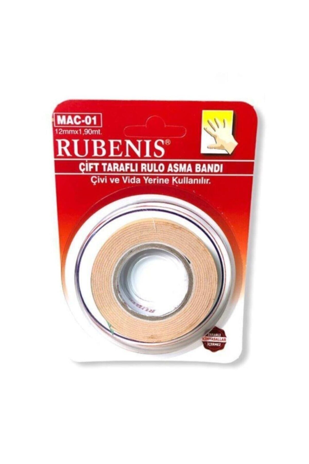 Rubenis Çift Taraflı Rulo Asma Bandı 12mm X 1,90 Mt