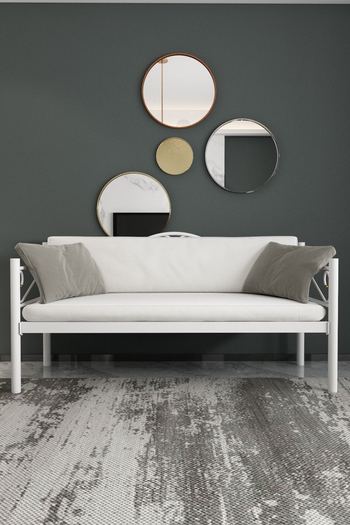 EVGER HOME Daybed Metal Bahçe,balkon,teras,yatak Odası Beyaz 70x170 Cm Oturma Bankı
