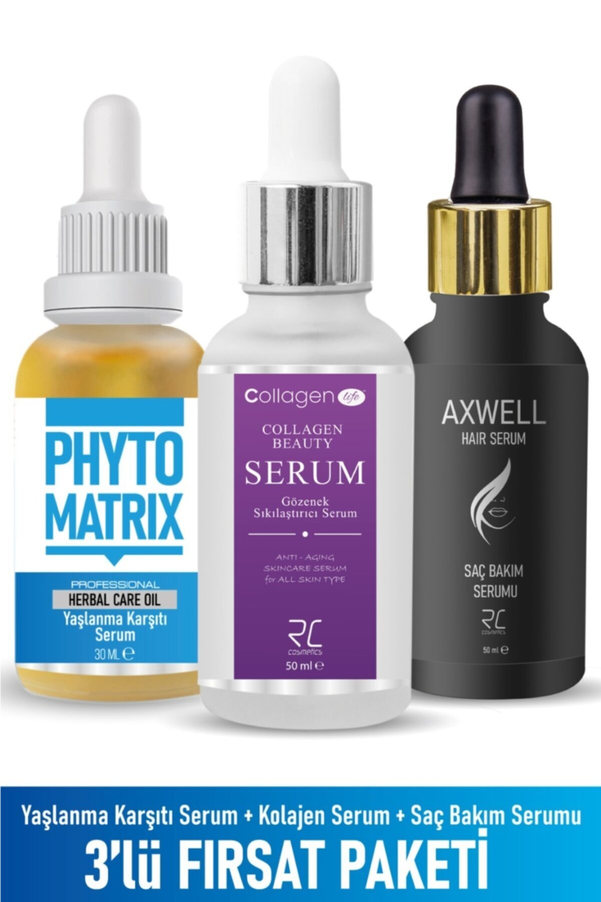 RC COSMETİCS Üçlü Serum Paketi (SAÇ VE CİLT İÇİN)
