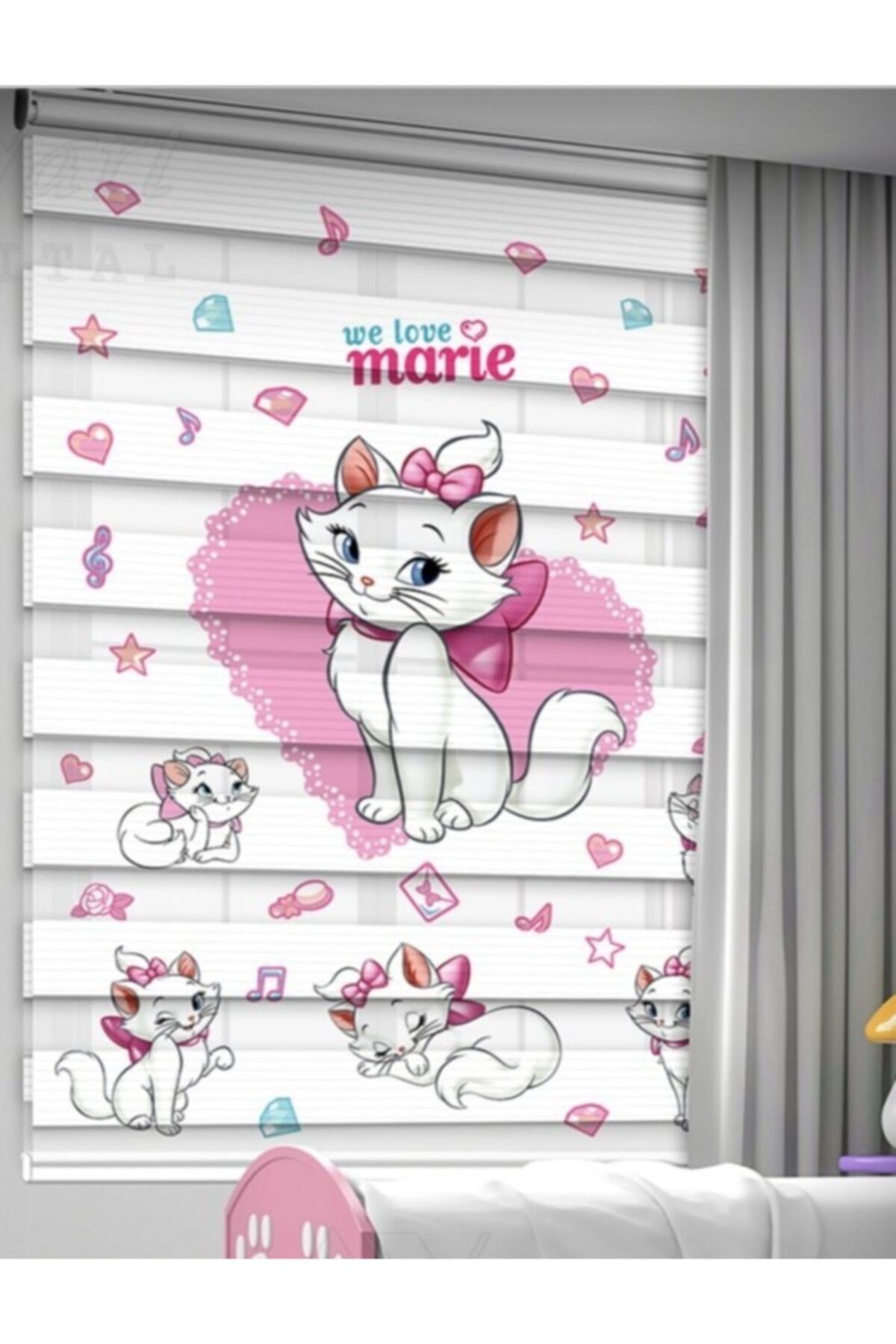 MEYRA Kedi Baskılı Zebra Perde