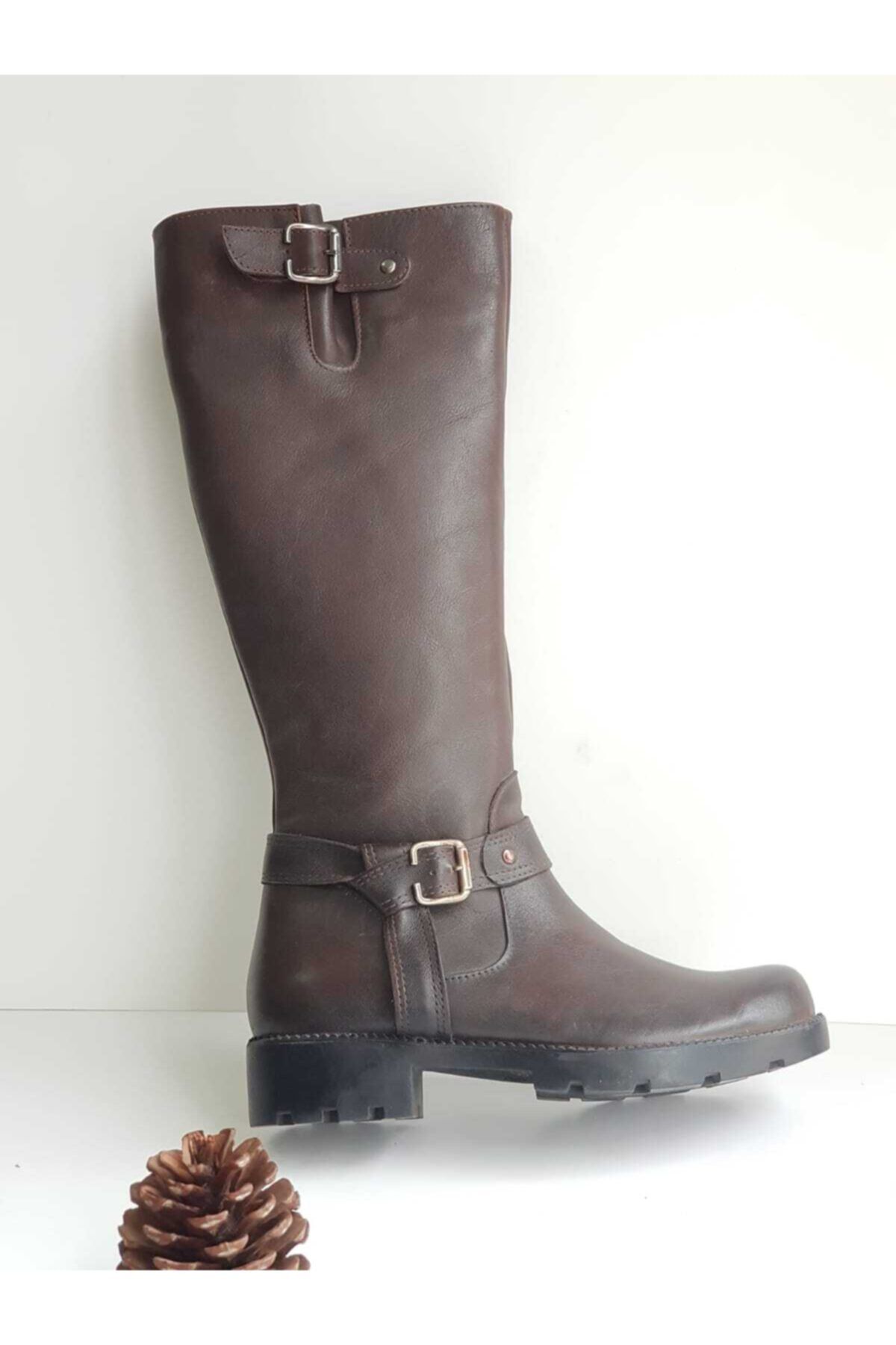 DGN SHOES Yeni Sezon Toka Detaylı Bayan Hakiki Deri Çizme 573