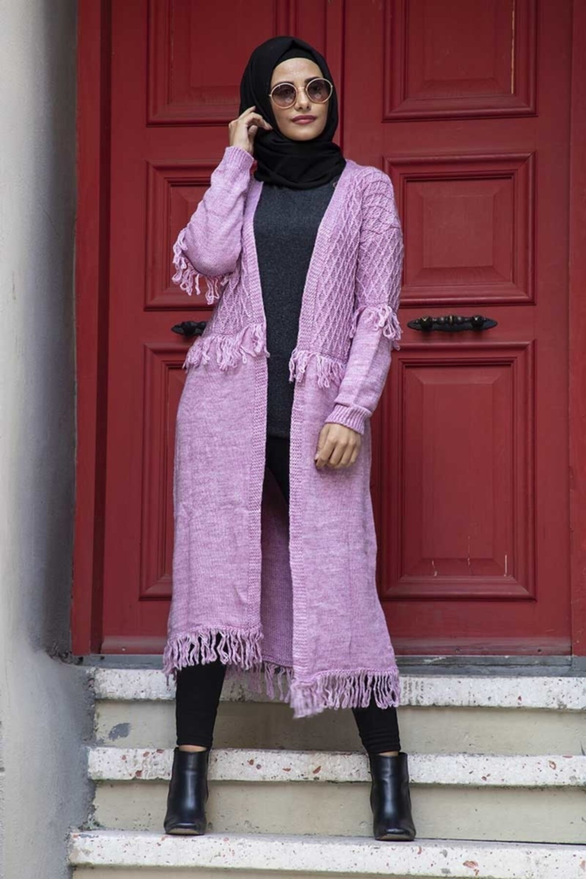 ShopYeri Triko Uzun Püskül Detaylı Hırka Sa0305ll