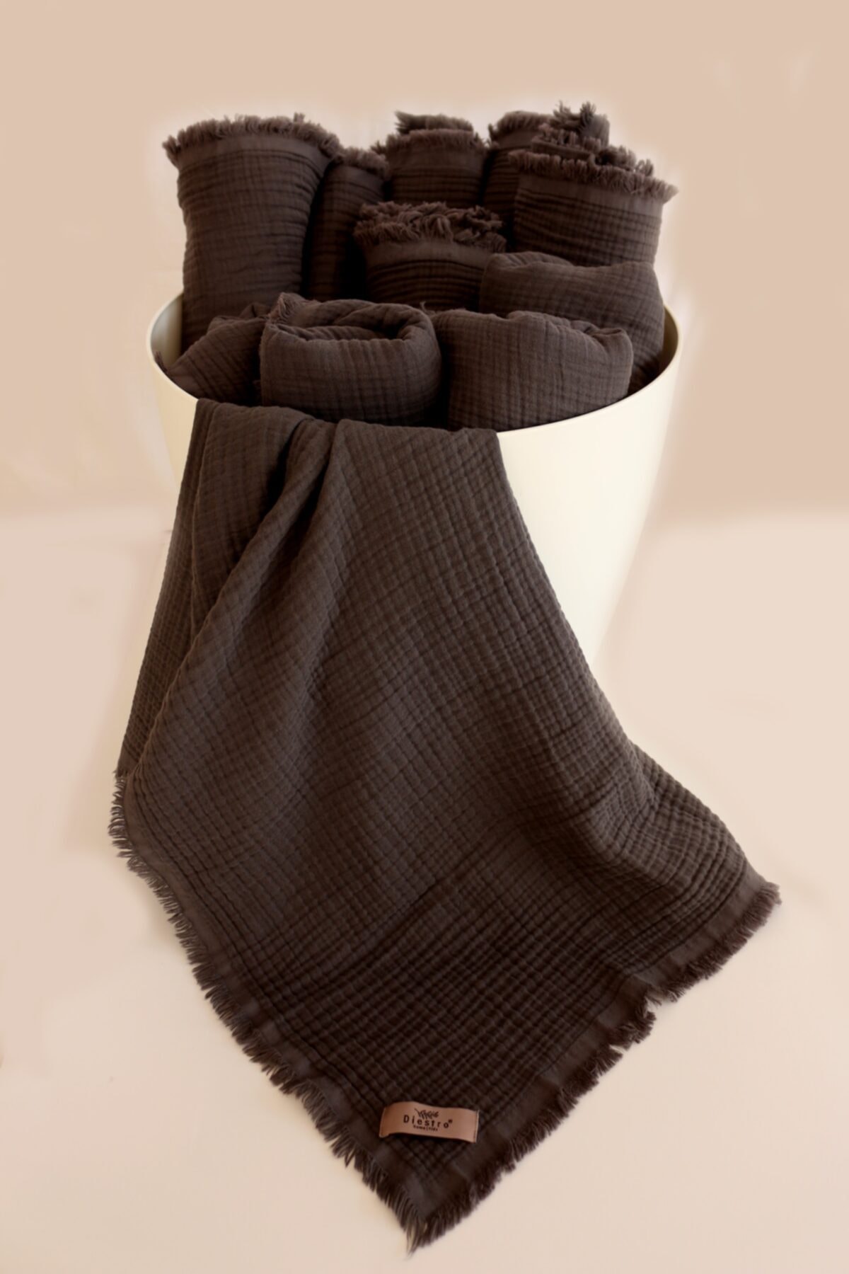 Diestro 100% Pamuk Müslin Bezi Örtü& 4 Katlı Müslin Bebek&çocuk Battaniye 90x140cm Antrasit