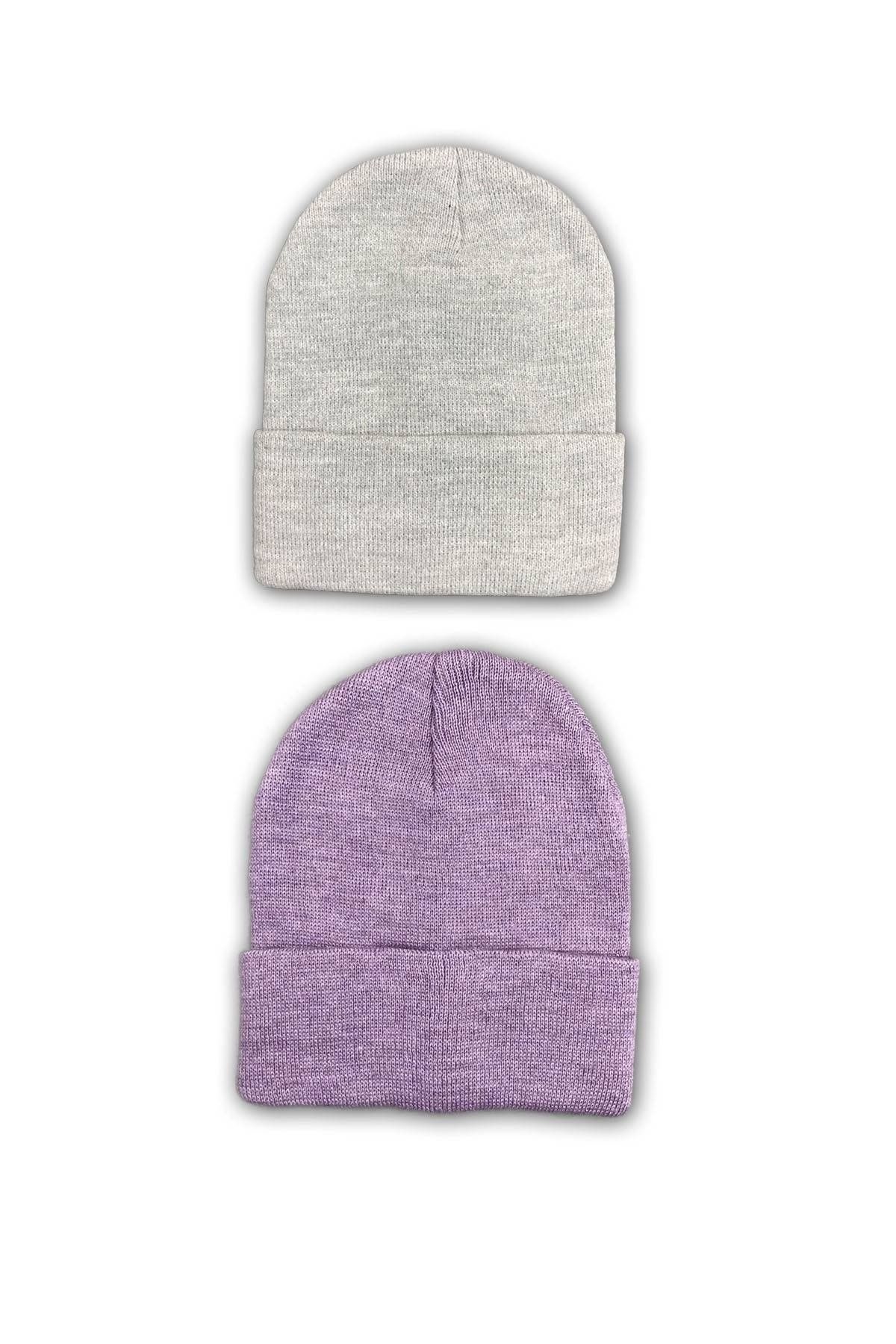 Royaleks 2 Adet Unisex Basic Düz Bere Gri Lila