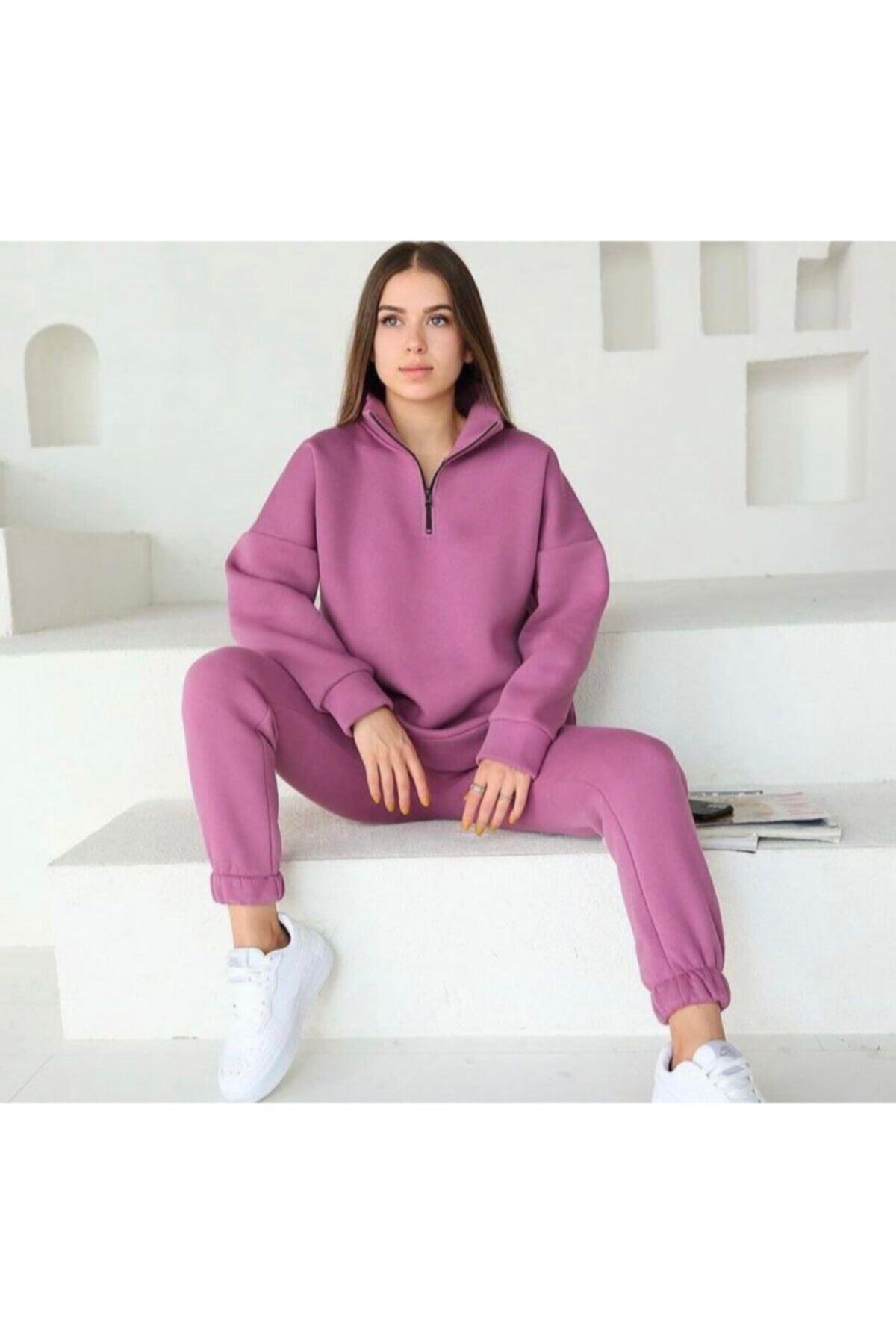 GEZMONİ Fermuarlı Fuşya Takım