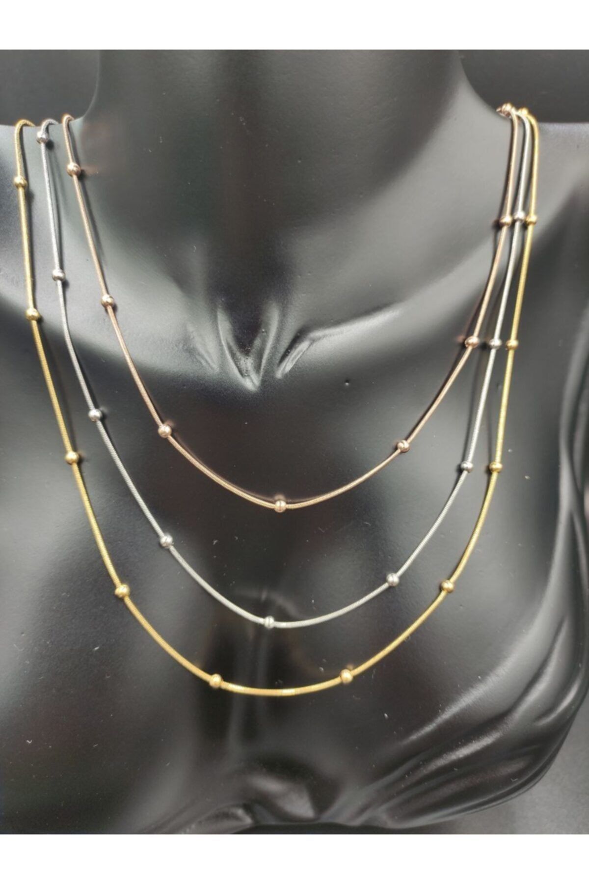 JULIETTE 3'lü Top Model Gold Ve Gümüş Renk 316l Paslanmaz Çelik Kolye