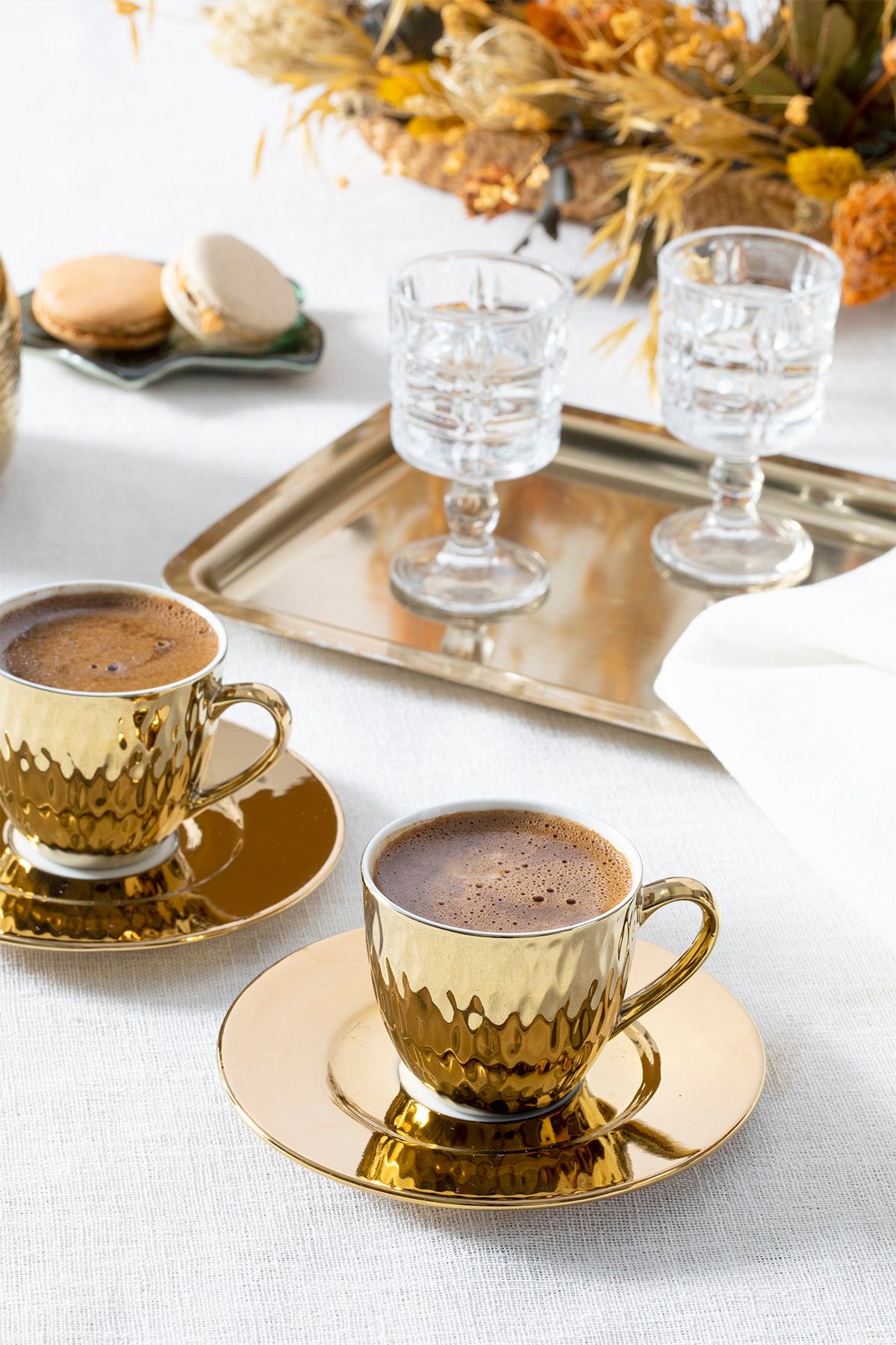English Home Sali Porselen 2 Kişilik Kahve Fincan Takımı 100 Ml Gold