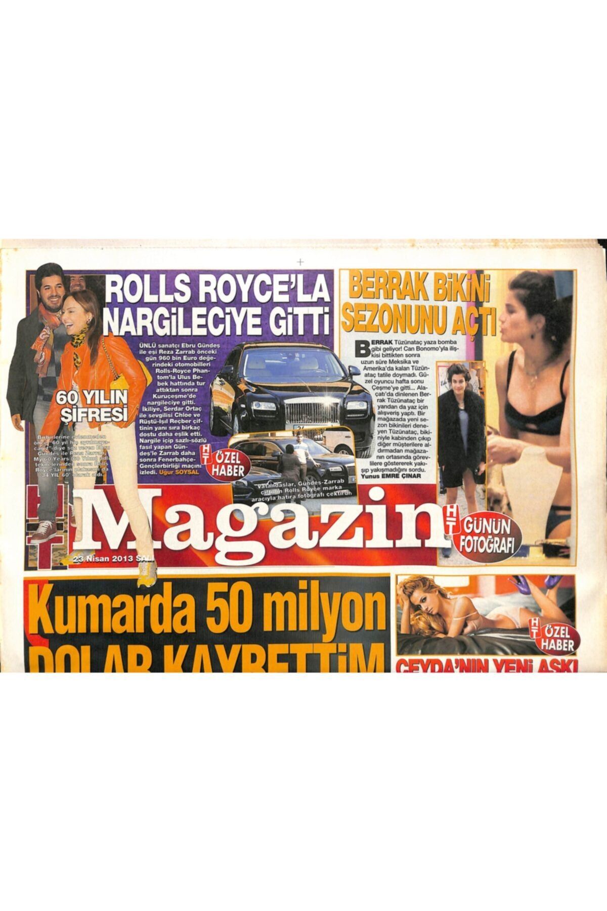 Gökçe Koleksiyon Haber Türk Gazetesi Magazin Eki 23 Nisan 2013 - Serdar Ortaç Chloe'yi Öpücüklere Boğdu