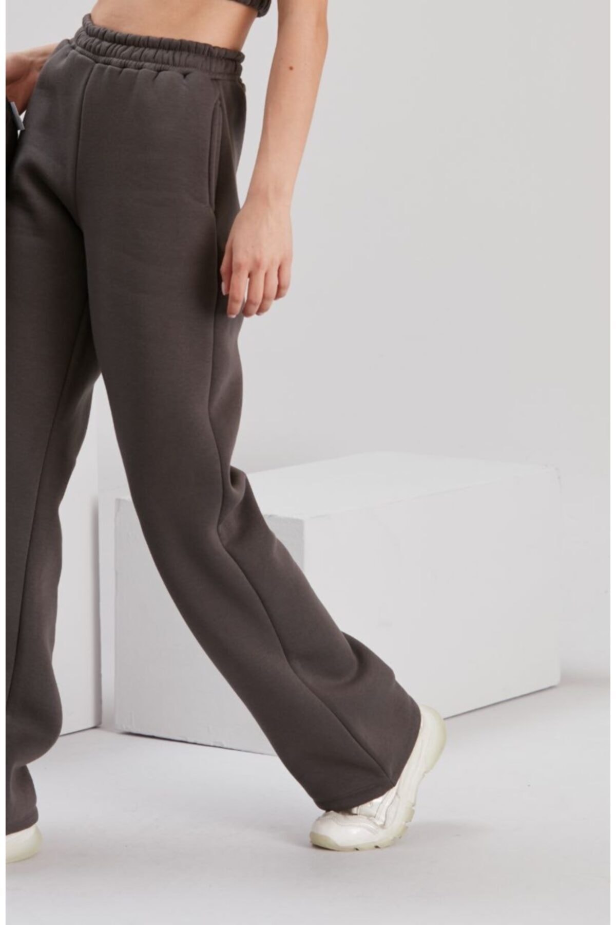 Sonsofsoo Kadın Füme Bol Paça Kalın Eşofman Altı
