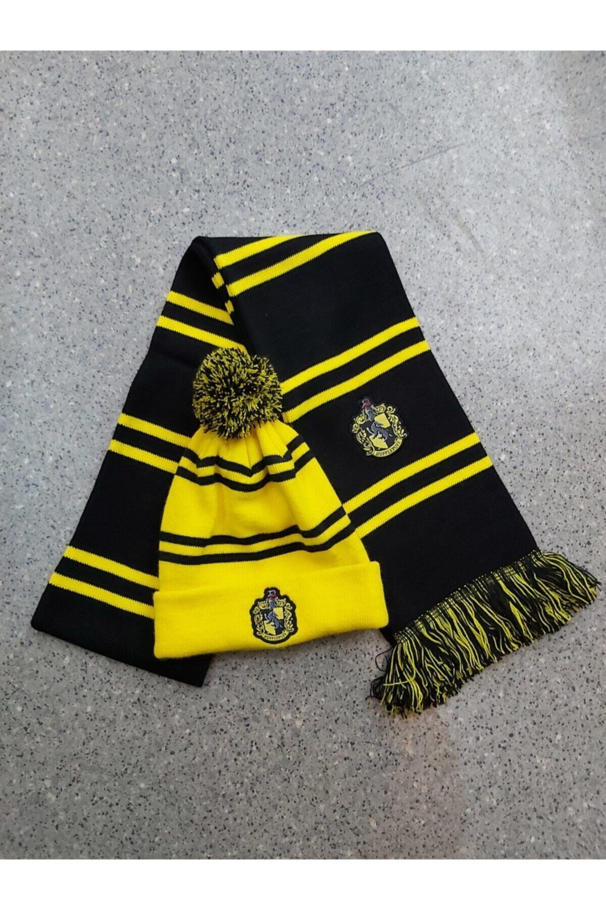 Kuzgunshop Harry Potter Hufflepuff Atkı Bere Takımı