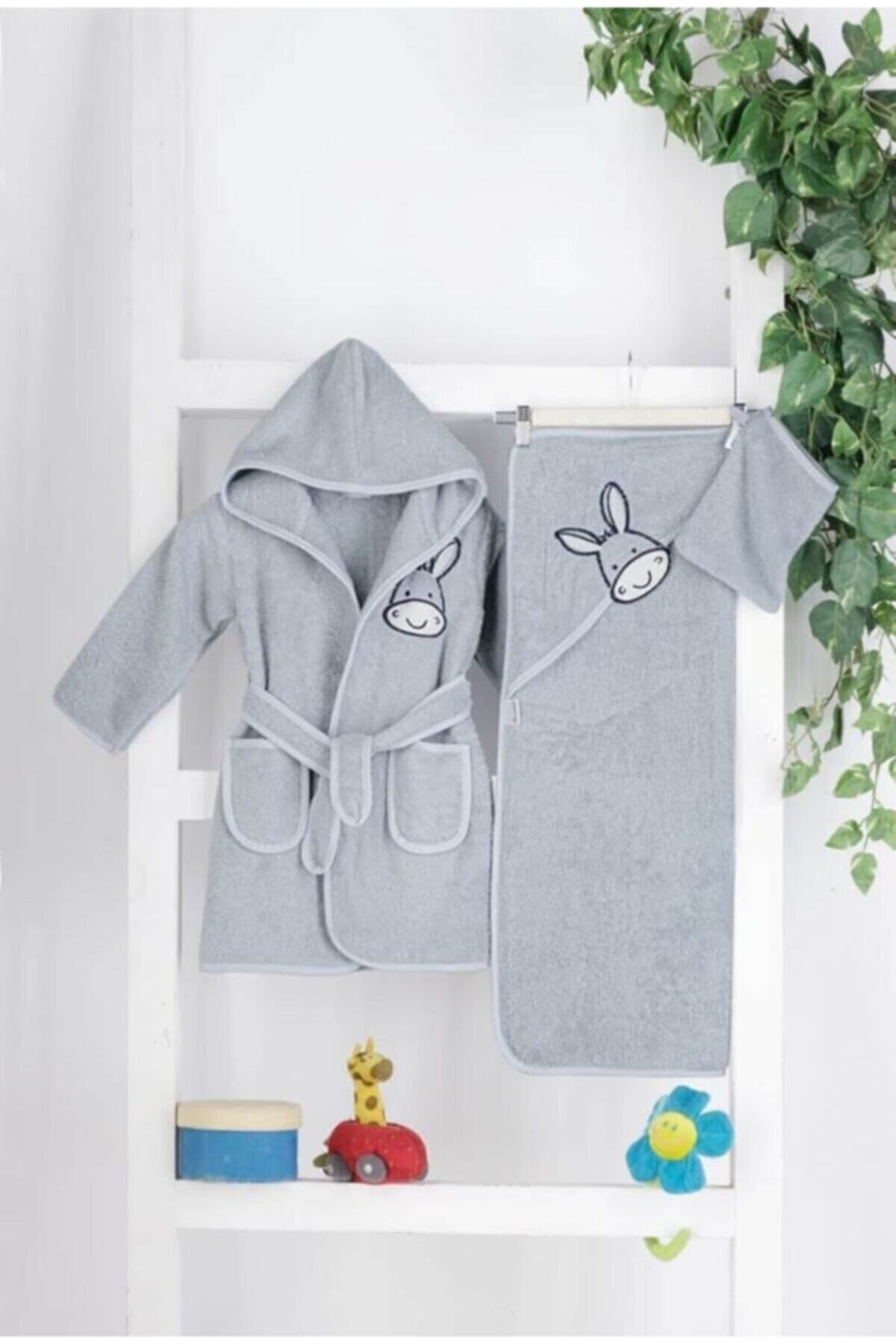 mixibaby Erkek Çocuk Gri Bornoz