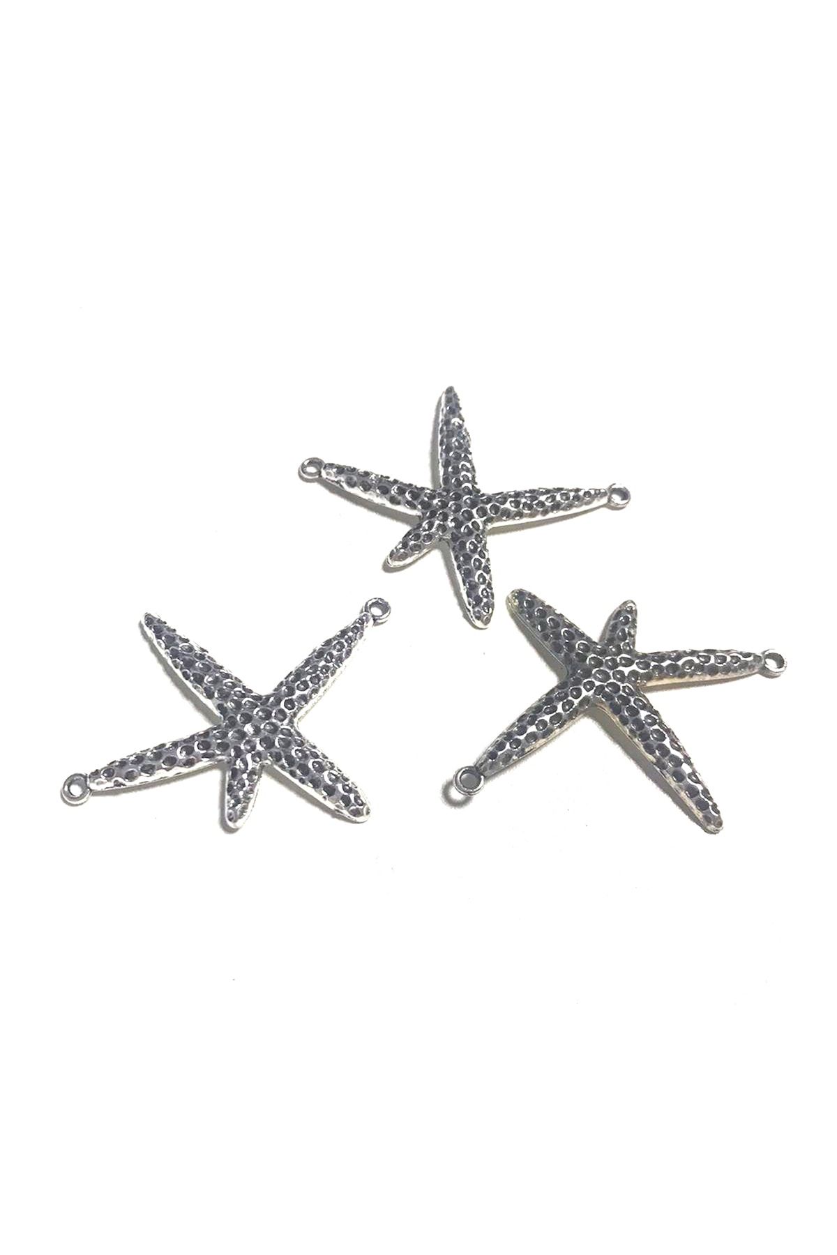 Dünya Takıları 50 mm Mat Gümüş Rengi Metal Çift Halkalı Yıldız Takı Aparatı