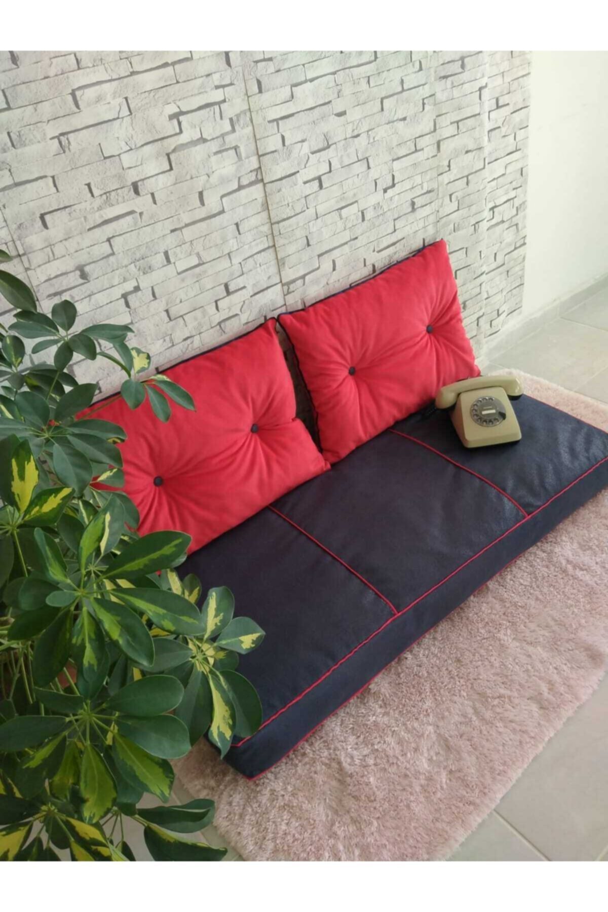 BDP Home Fransız Tarzı El Yapımı Bebek Ve Çocuk Minderi Çift Renk Lacivert Ve Kırmızı